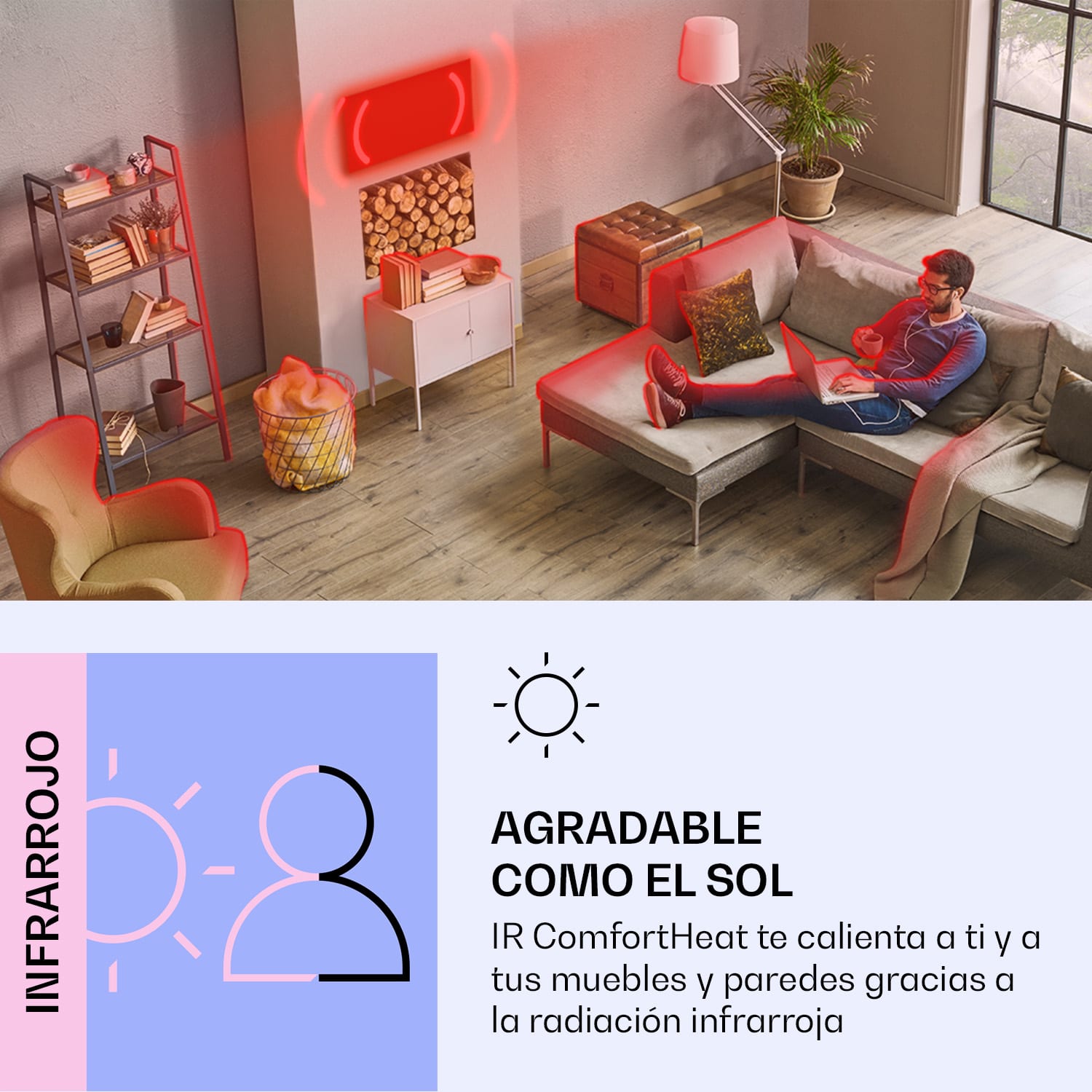 Wonderwall Air Art Calefactor infrarrojo inteligente colorido 120 x 60 cm 700 W 