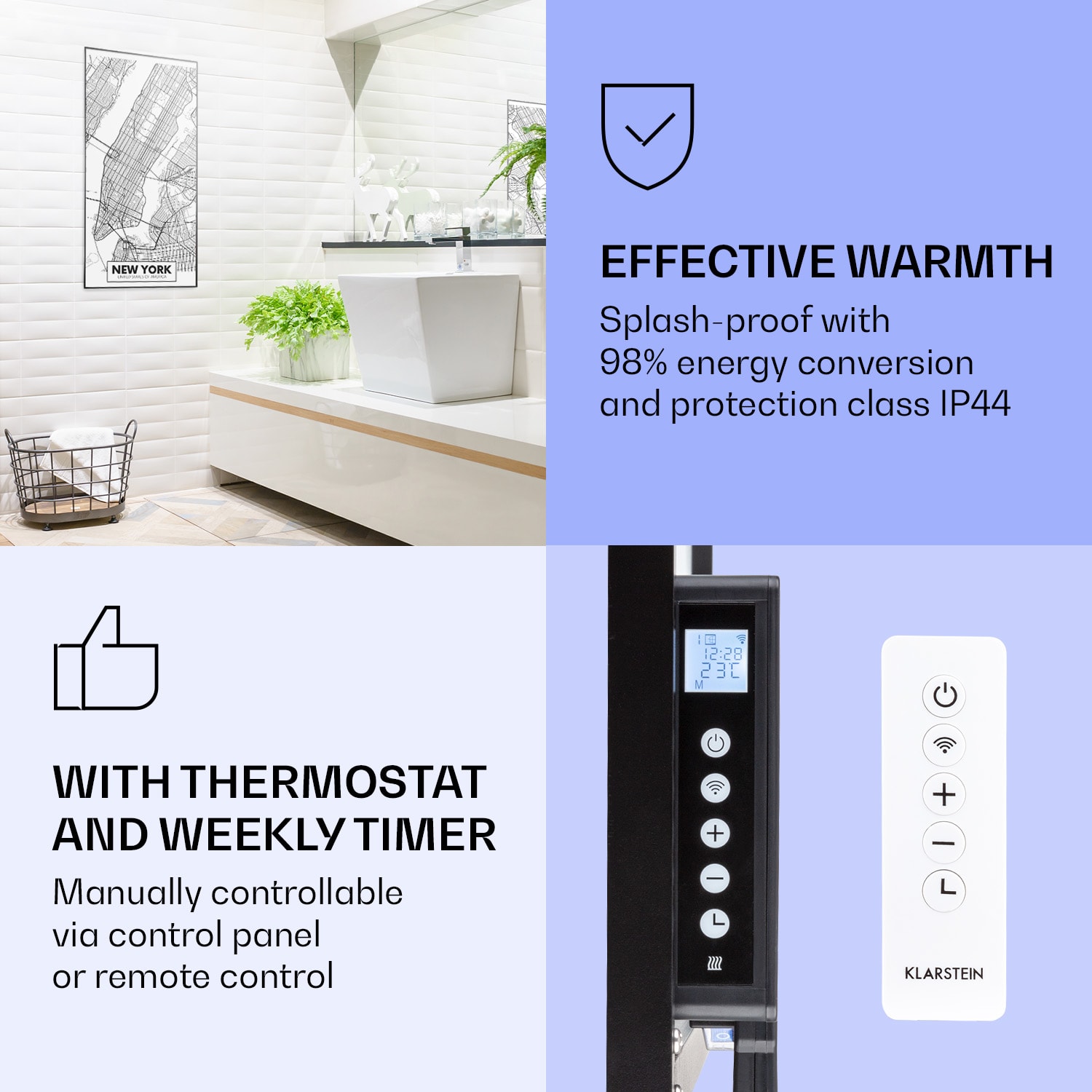 Wonderwall Air Art Smart, infracrveni grijač, karta grada New Yorka, 60 x 120 cm, 700 W 60 x 120 cm | Karta grada New York, crni okvir