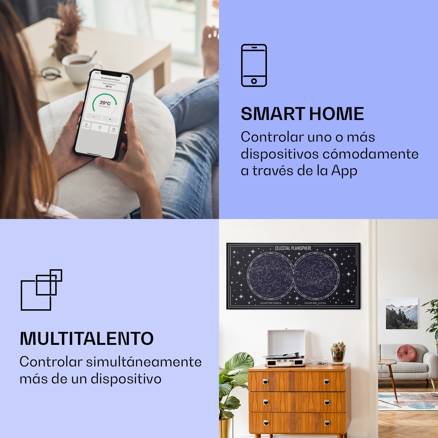 Wonderwall Air Art Calefactor infrarrojo inteligente cielo 120 x 60 cm 700 W 120 x 60 cm | 700 W | Mapa del cielo