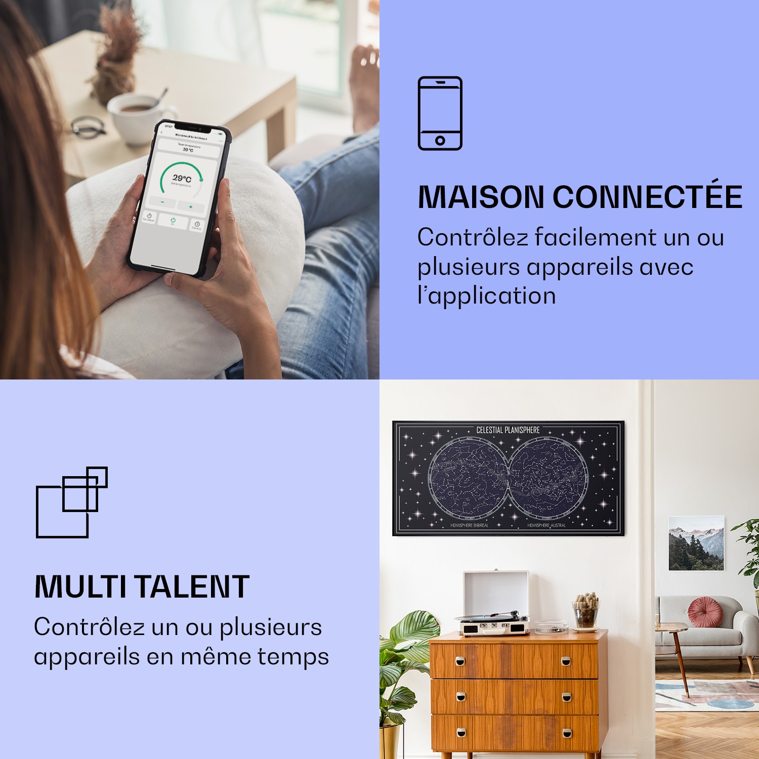 Wonderwall Air Art Smart infraroodverwarming sterrenkaart 120x60 cm 700 W 120 x 60 cm | 700 W | Hemelkaart