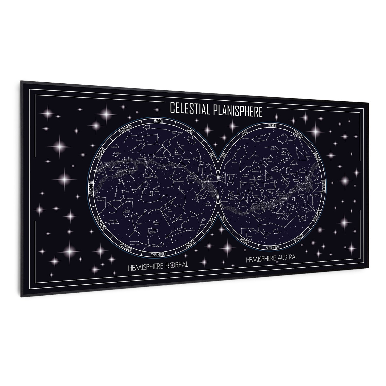 Wonderwall Air Art Smart, infračervený ohrievač, 120 x 60 cm, 700 W, mapa oblohy 120 x 60 cm | 700 W | Mapa oblohy