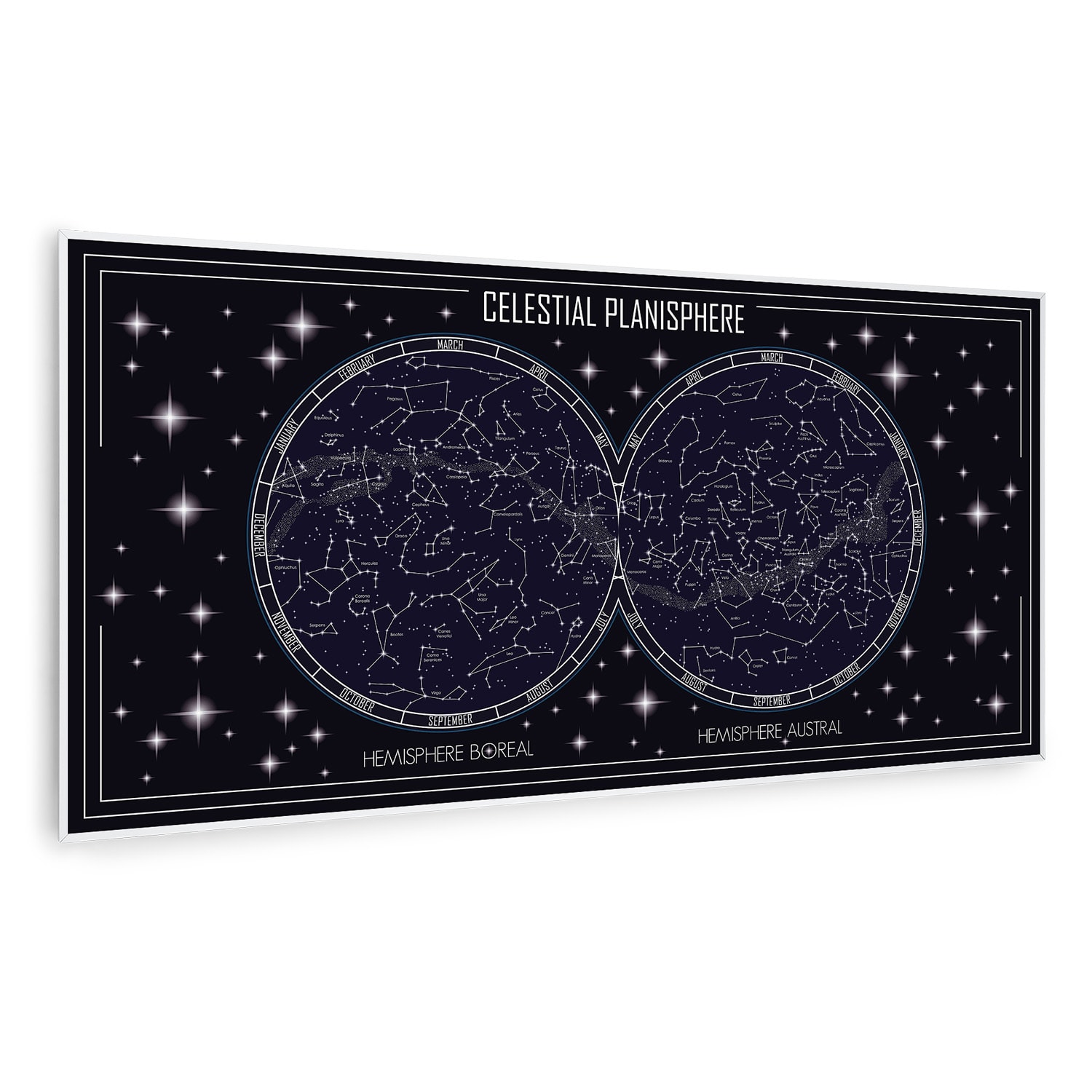 Wonderwall Air Art Calefactor infrarrojo inteligente cielo 120 x 60 cm 700 W 120 x 60 cm | Cielo Mapa, Marco Blanco