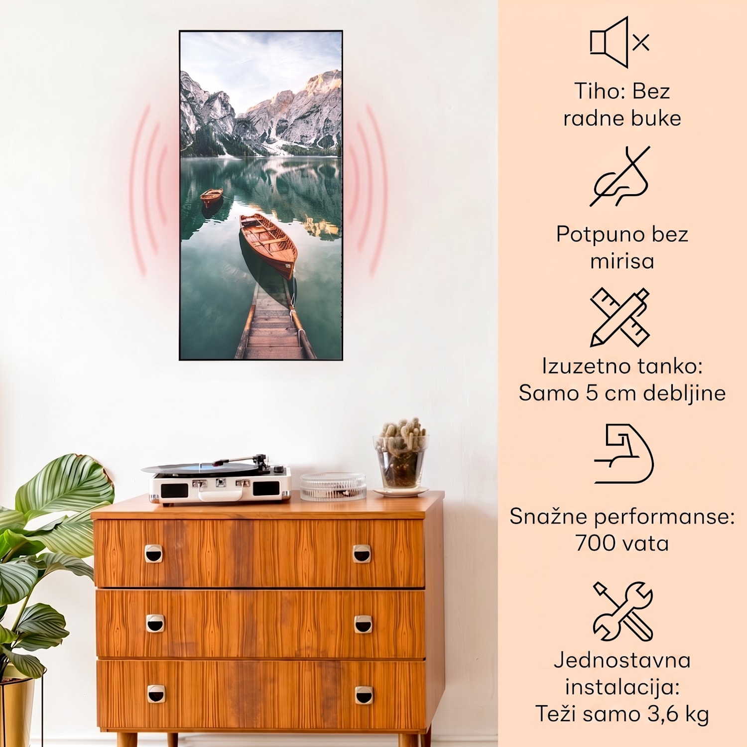Wonderwall Air Art Smart, infracrveni grijač, okomito more, 60 x 120 cm, 700 W 