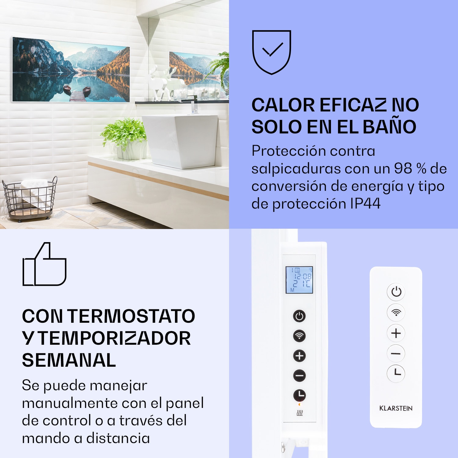 Wonderwall Air Art Calefactor infrarrojo inteligente de lago horizontal 120 x 60 cm 700 W 