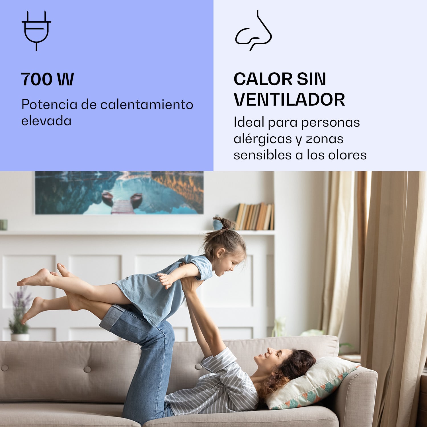 Wonderwall Air Art Calefactor infrarrojo inteligente de lago horizontal 120 x 60 cm 700 W 