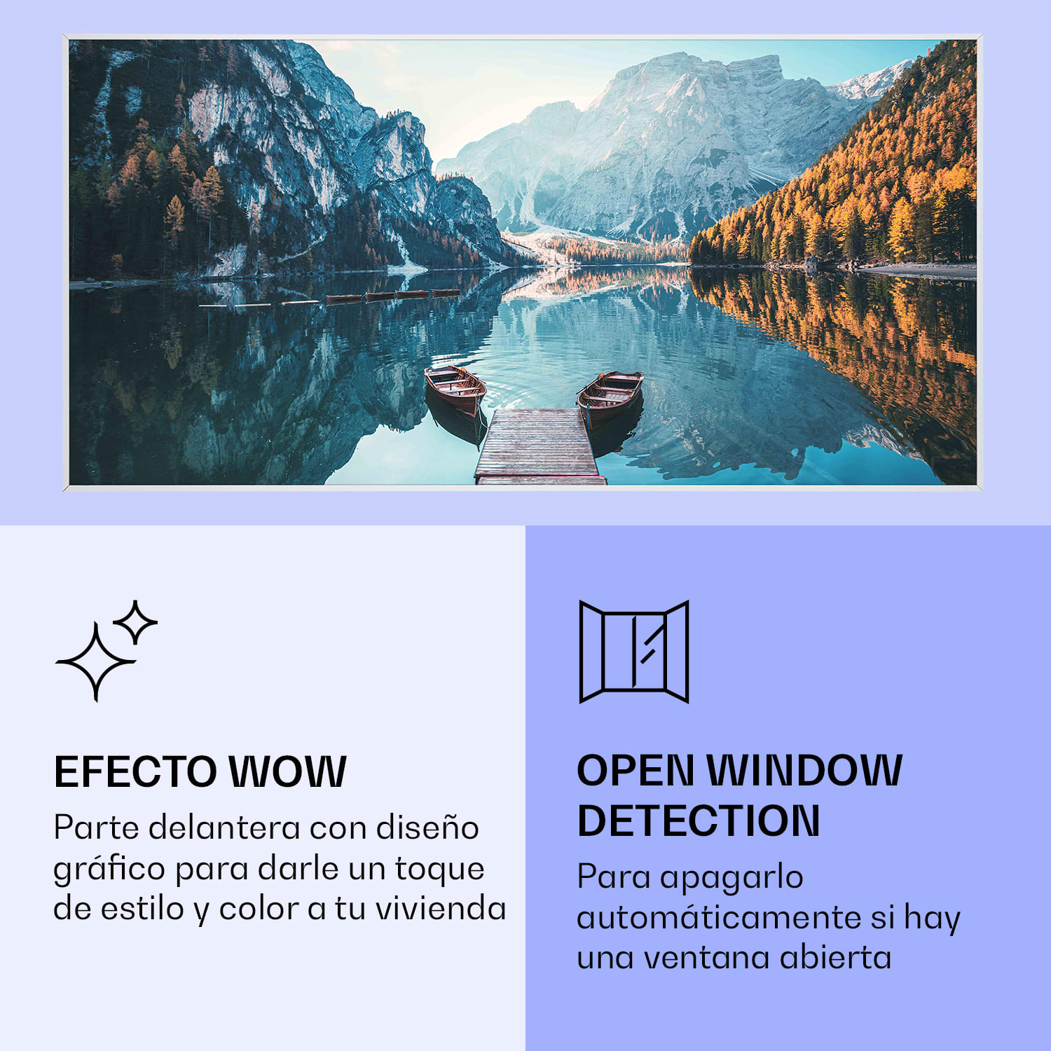 Wonderwall Air Art Calefactor infrarrojo inteligente de lago horizontal 120 x 60 cm 700 W 