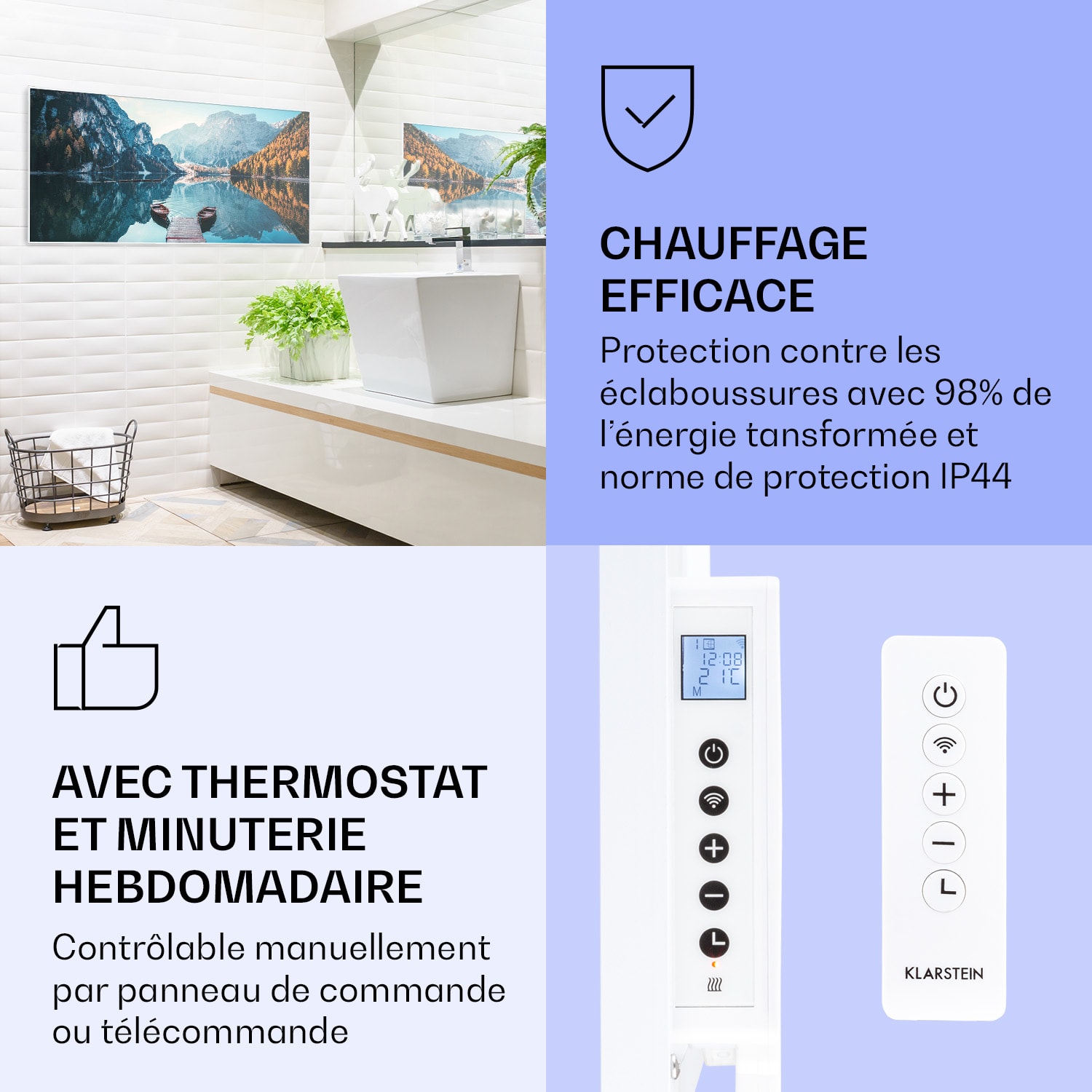 Wonderwall Air Art Smart infraroodverwarming horizontaal meer 120x60 cm 700 W 120 x 60 cm | 700 W | Meersteiger | Wit