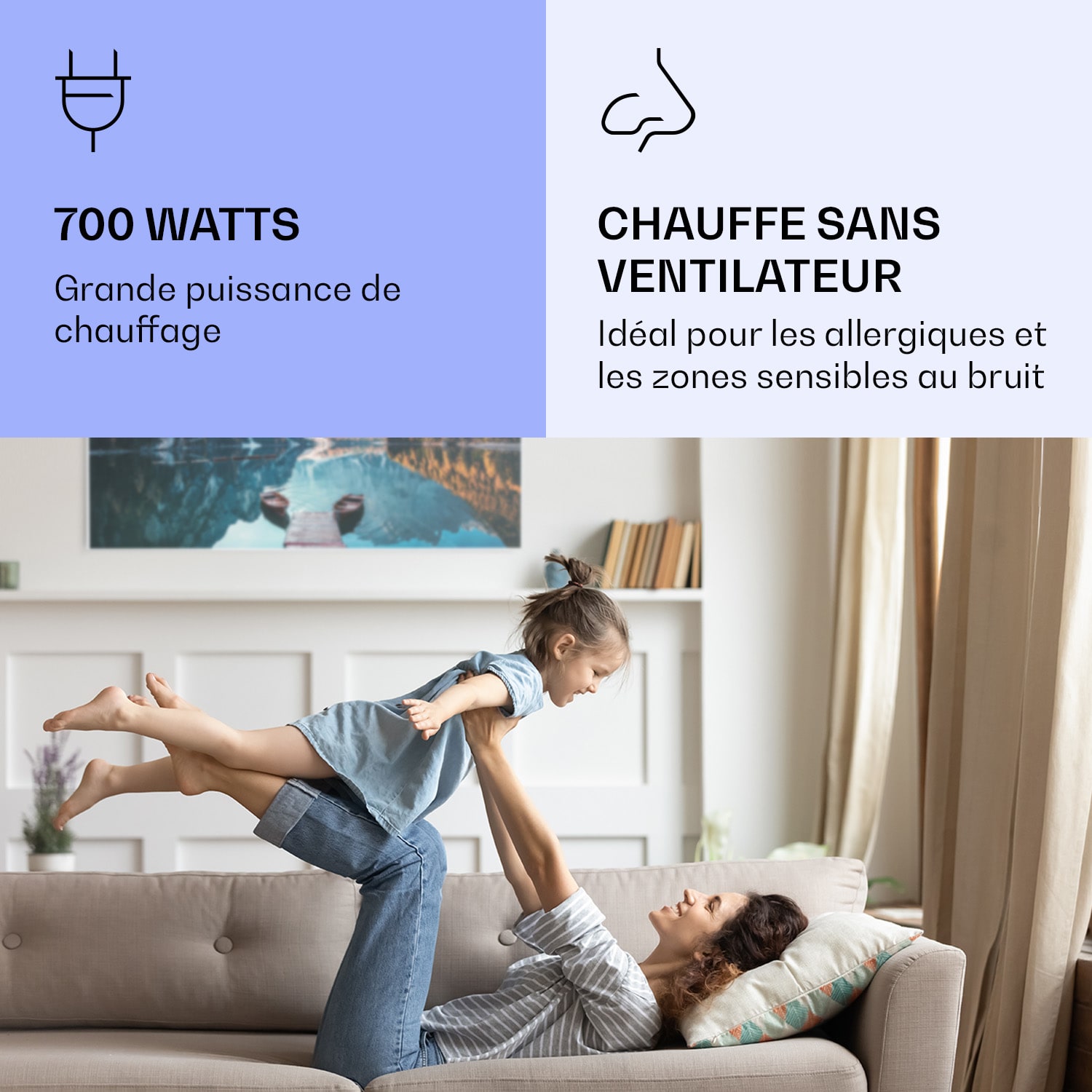 Wonderwall Air Art Smart infraroodverwarming horizontaal meer 120x60 cm 700 W 120 x 60 cm | 700 W | Meersteiger | Wit