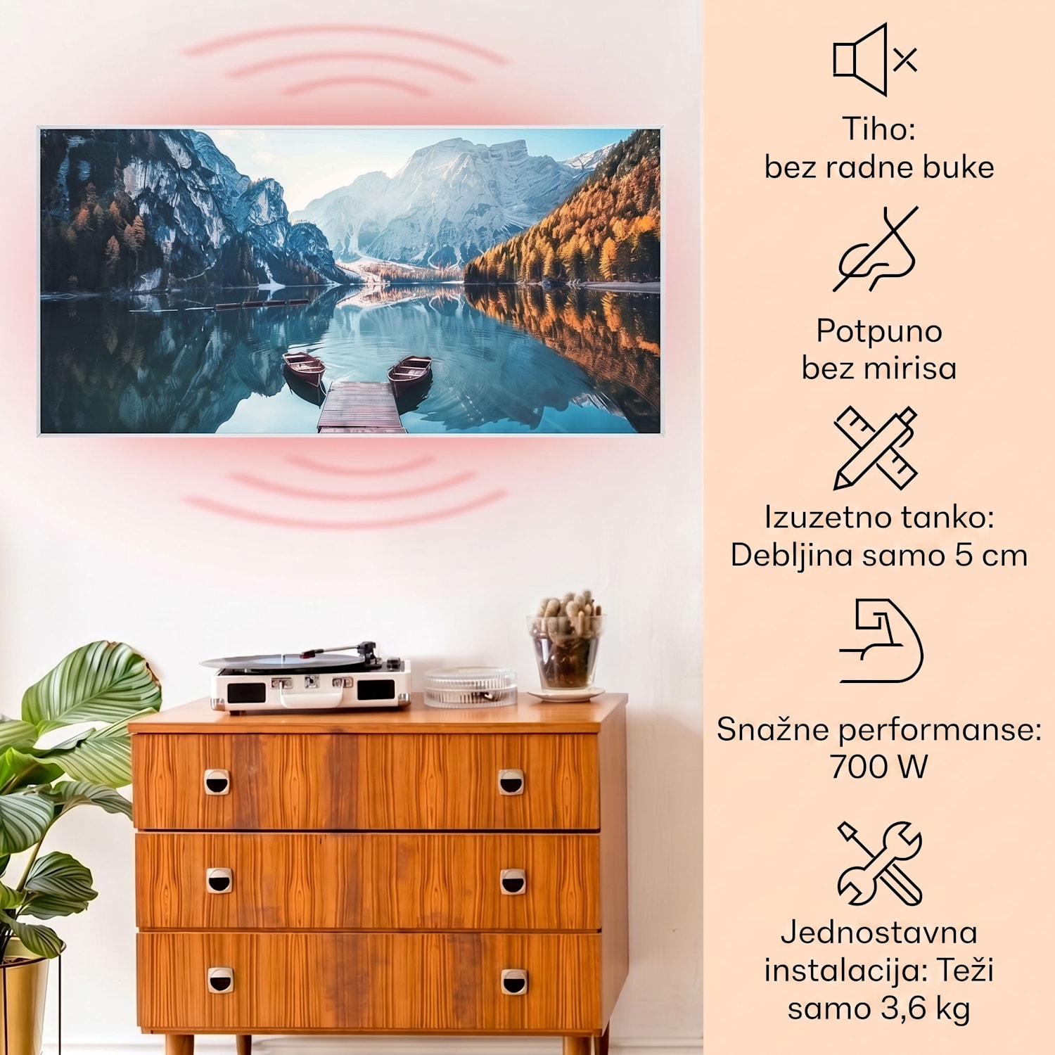 Wonderwall Air Art Smart, infracrveni grijač, vodoravno more, 120 x 60 cm, 700 W 