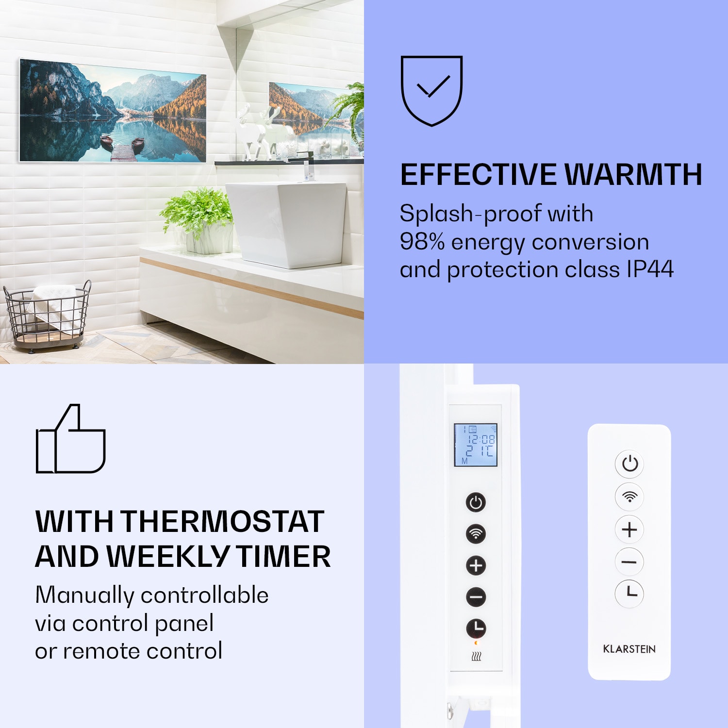 Wonderwall Air Art Smart Aquecimento por Infravermelhos Lago horizontal 120x60cm 700W 120 x 60 cm | 700 W | Cais do lago | Branco