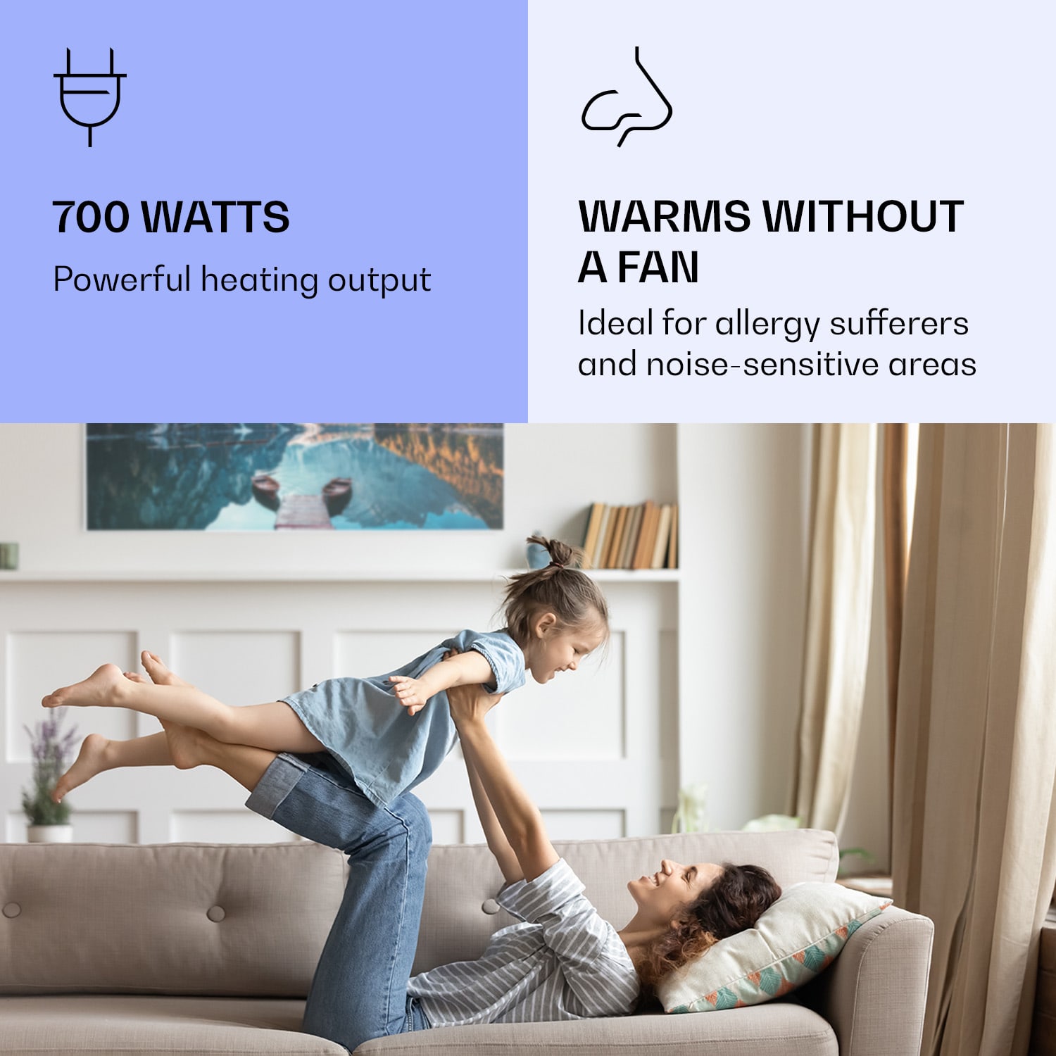 Wonderwall Air Art Smart Aquecimento por Infravermelhos Lago horizontal 120x60cm 700W 120 x 60 cm | 700 W | Cais do lago | Branco