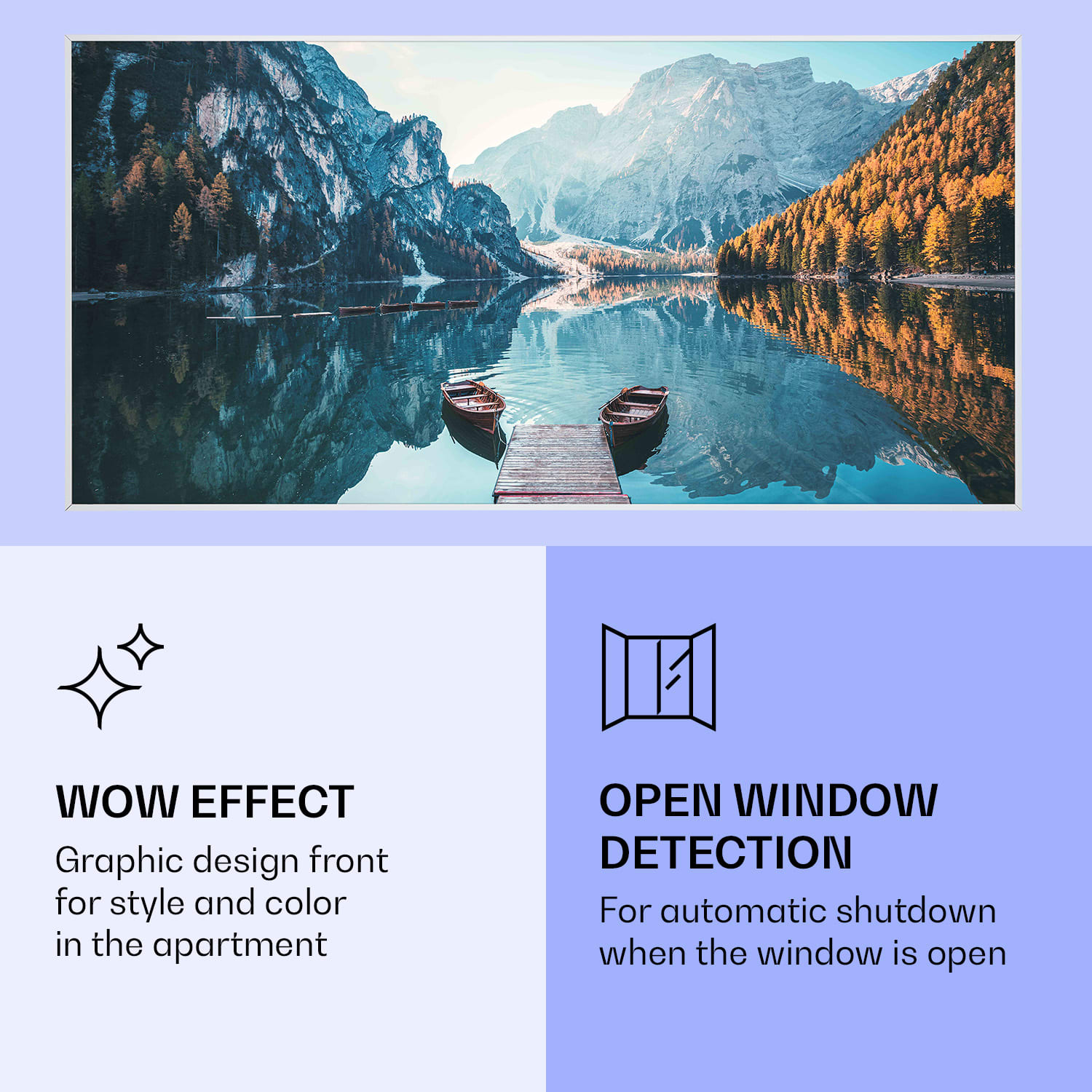 Wonderwall Air Art Smart Aquecimento por Infravermelhos Lago horizontal 120x60cm 700W 120 x 60 cm | 700 W | Cais do lago | Branco