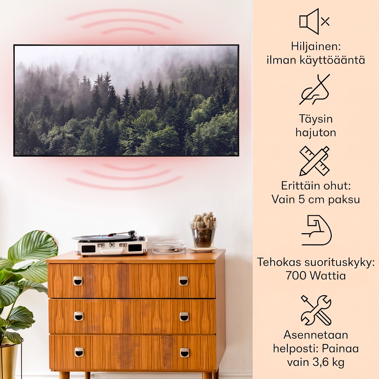 Wonderwall Air Art Smart infrapunalämmitin metsä 120 x 60 cm 700 W 120 x 60 cm | 700 W | Forest