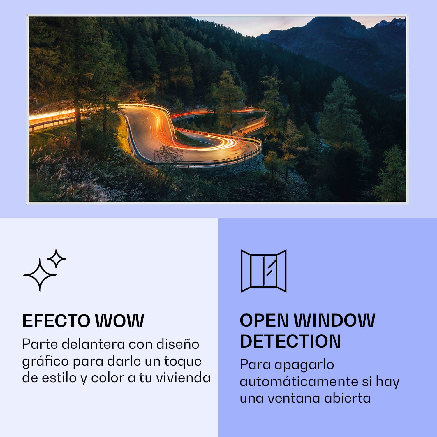 Wonderwall Air Art Calefactor infrarrojo inteligente de ruta de montaña 120 x 60 cm 700 W 120 x 60 cm | 700 W | Carretera de montaña