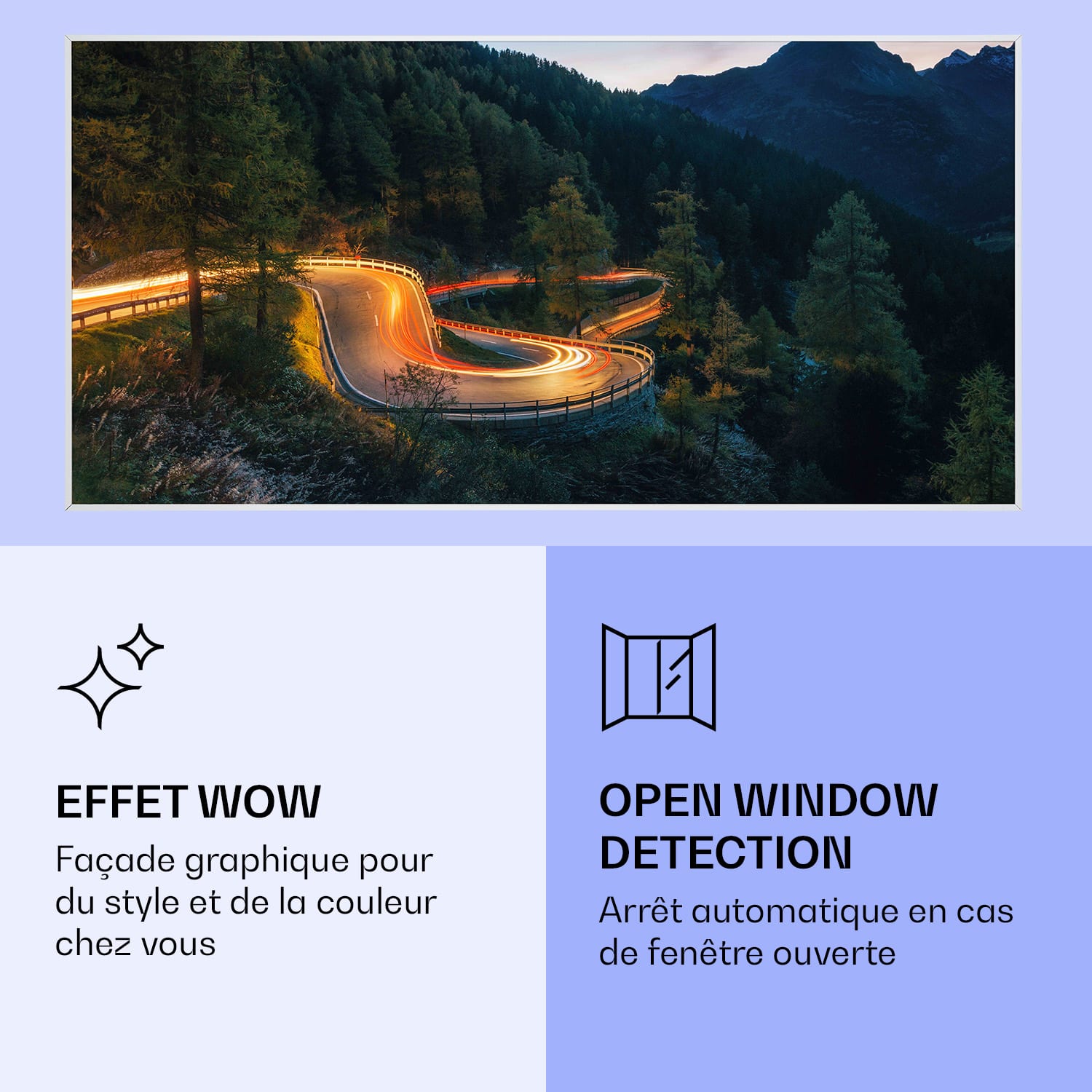 Radiateur infrarouge intelligent Wonderwall Air Art route de montagne 120x60 cm 700 W 