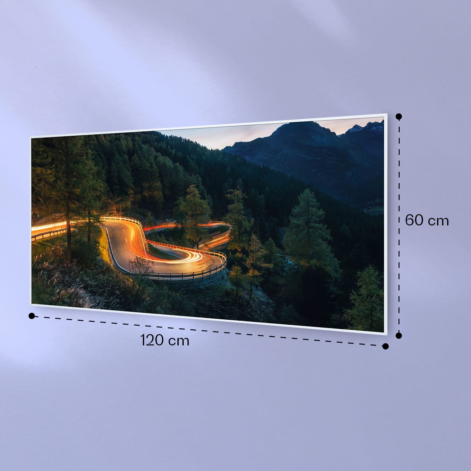 Wonderwall Air Art Calefactor infrarrojo inteligente de ruta de montaña 120 x 60 cm 700 W 120 x 60 cm | 700 W | Carretera de montaña