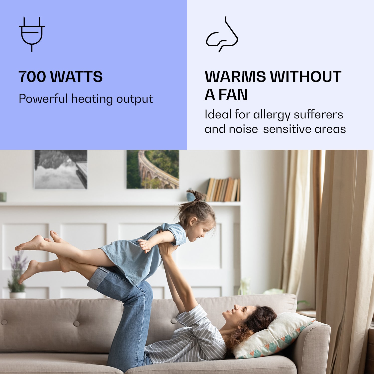 Wonderwall Air Art Smart infraroodverwarming verticaal meer zwart/wit 60x120 cm 700 W 60 x 120 cm | Meer zwart en wit, wit frame