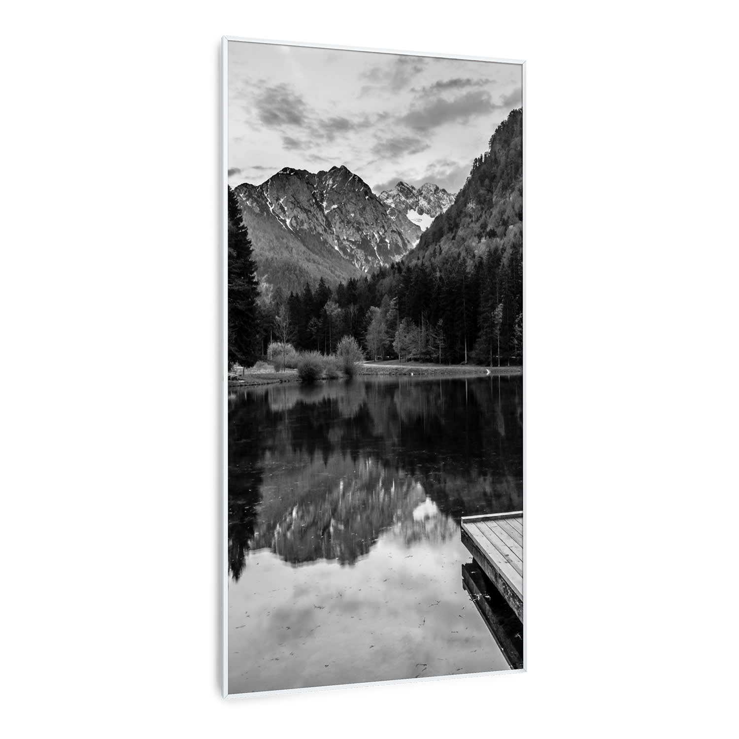 Radiateur infrarouge intelligent Wonderwall Air Art lac noir et blanc 60x120 cm 700 W 60 x 120 cm | Lac noir et blanc, cadre blanc