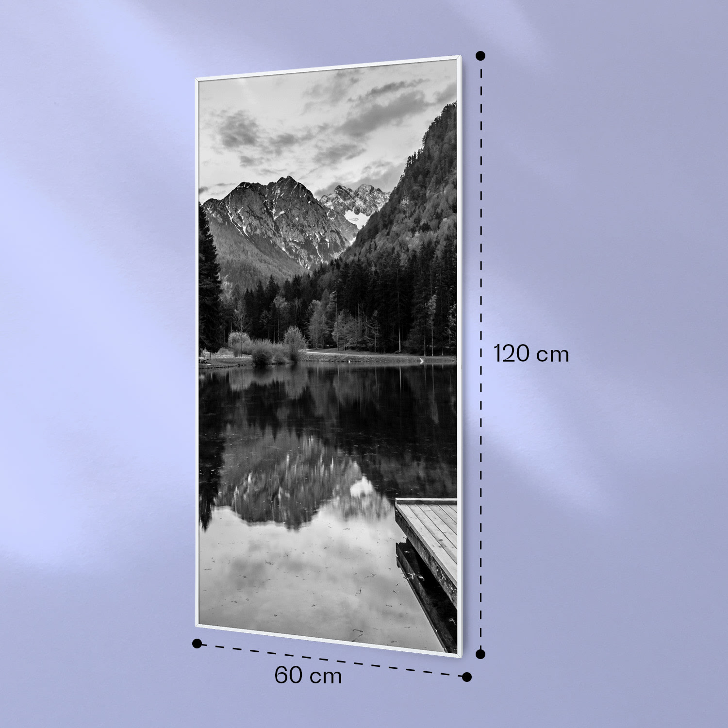 Radiateur infrarouge intelligent Wonderwall Air Art lac noir et blanc 60x120 cm 700 W 60 x 120 cm | Lac noir et blanc, cadre blanc