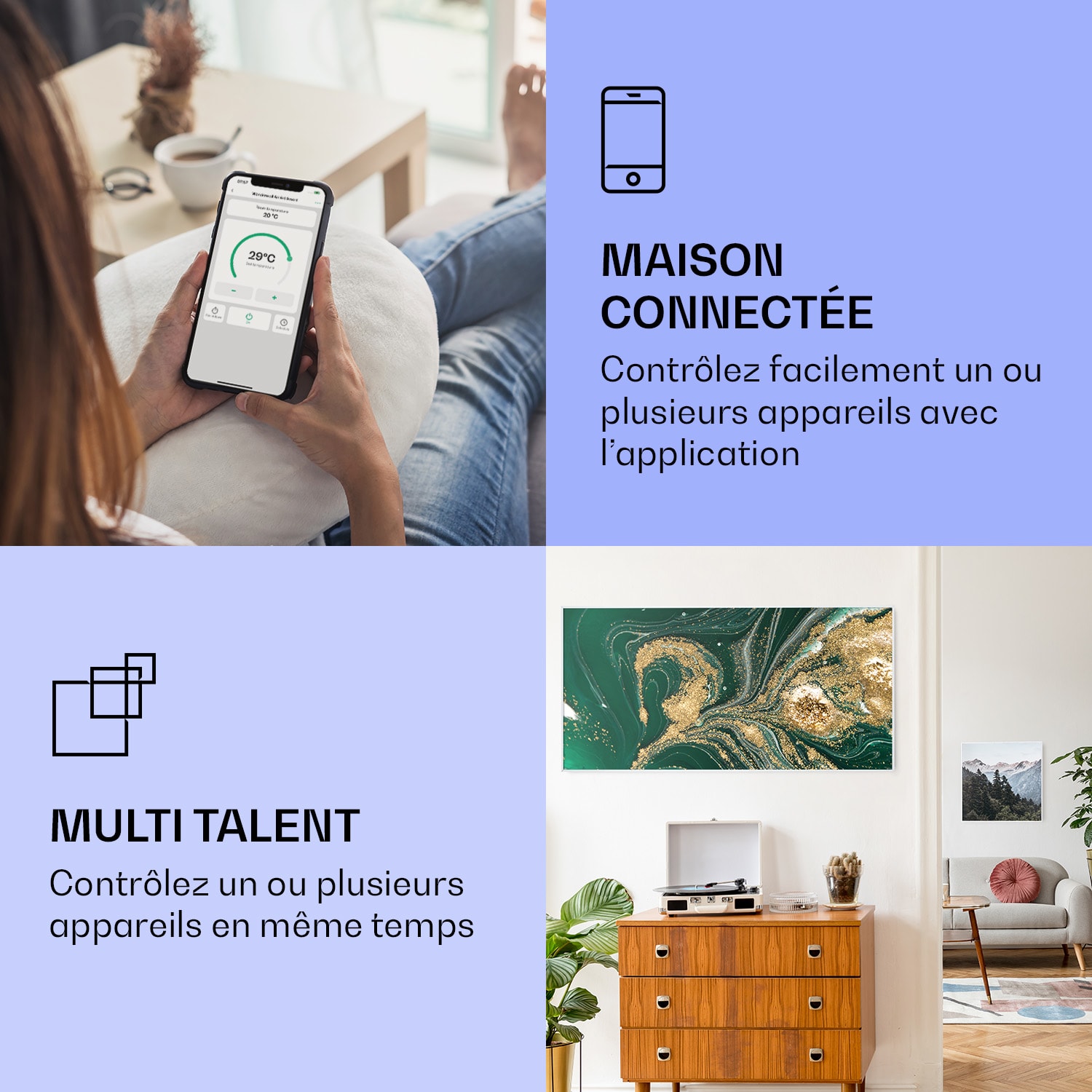 Wonderwall Air Art Smart infraroodverwarming draaikolk 120x60 cm 700 W 120 x 60 cm | Wervelingen, wit frame