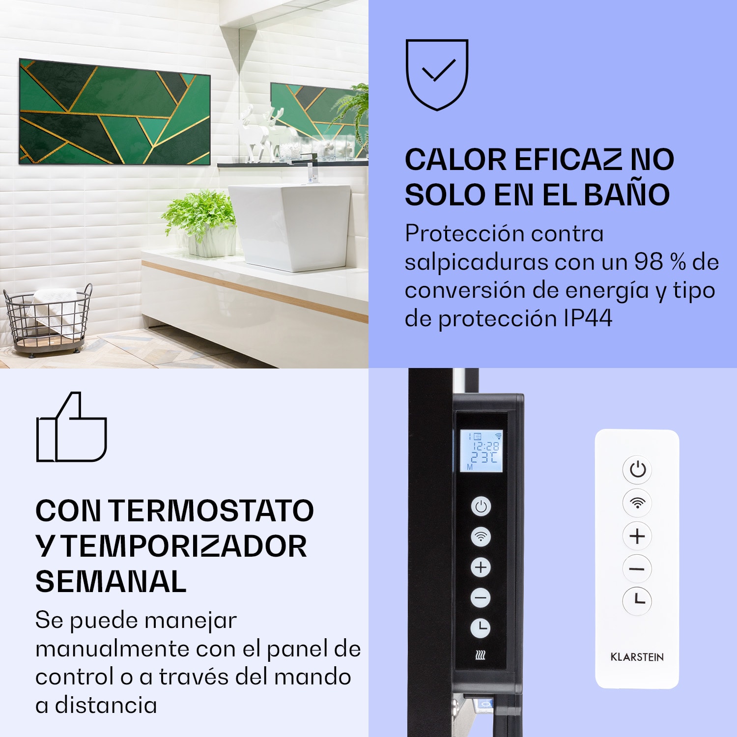 Wonderwall Air Art Calefactor infrarrojo inteligente de línea verde 120 x 60 cm 700 W 120 x 60 cm | Línea verde, marco negro