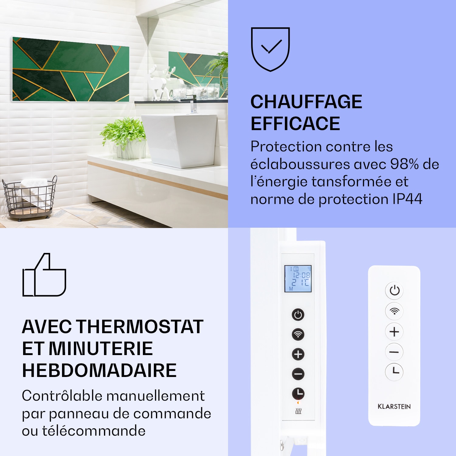 Wonderwall Air Art Smart infraroodverwarming groene lijn 120x60 cm 700 W 120 x 60 cm | Groene lijn, wit frame