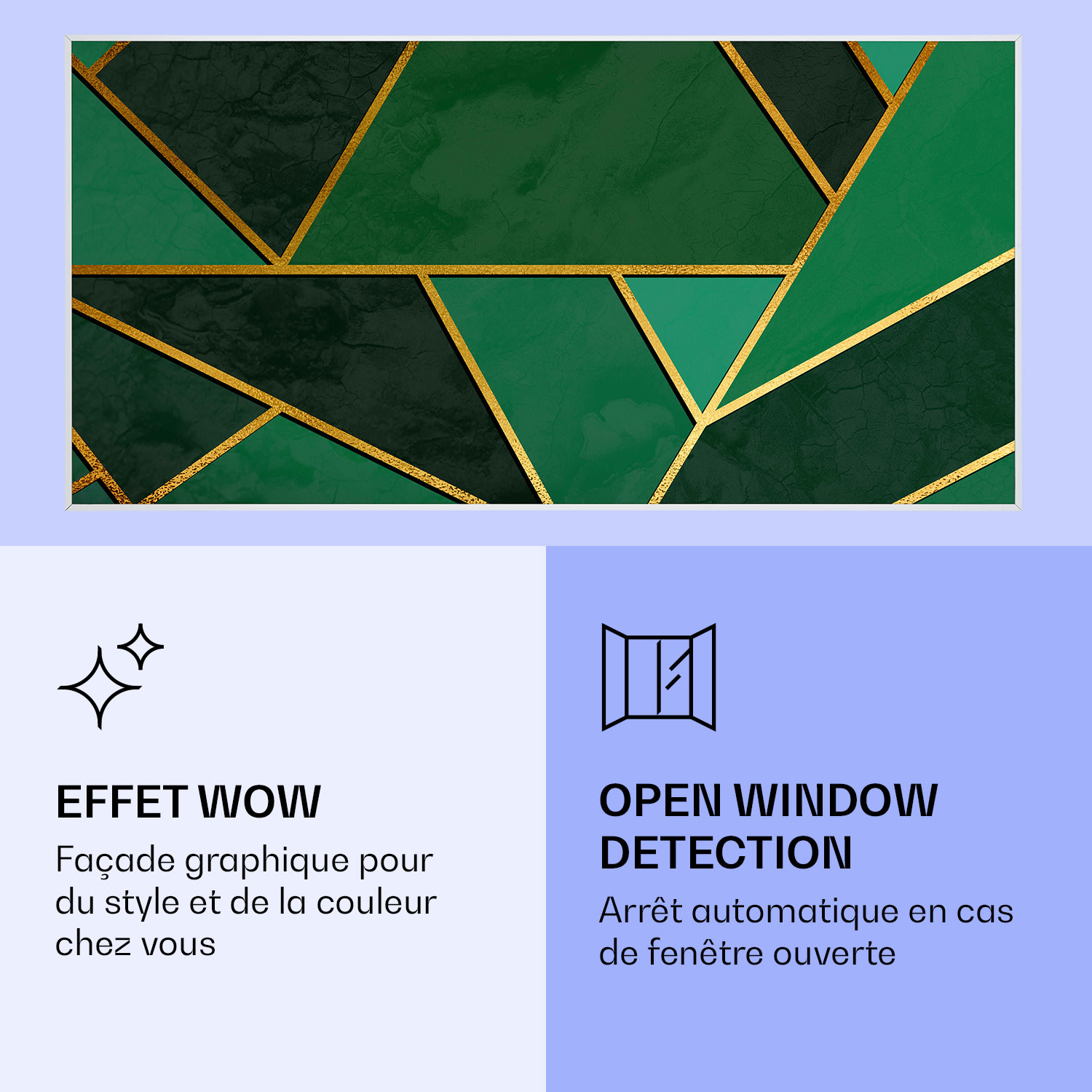 Wonderwall Air Art Smart infraroodverwarming groene lijn 120x60 cm 700 W 120 x 60 cm | Groene lijn, wit frame