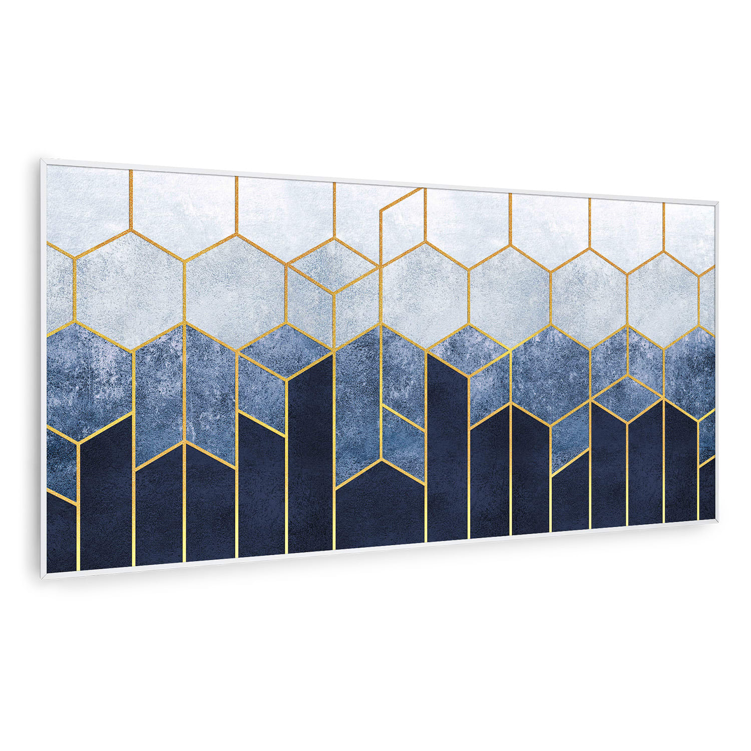 Radiateur infrarouge intelligent Wonderwall Air Art décor ligne bleue 120x60 cm 700 W 120 x 60 cm | Ligne bleue, cadre blanc