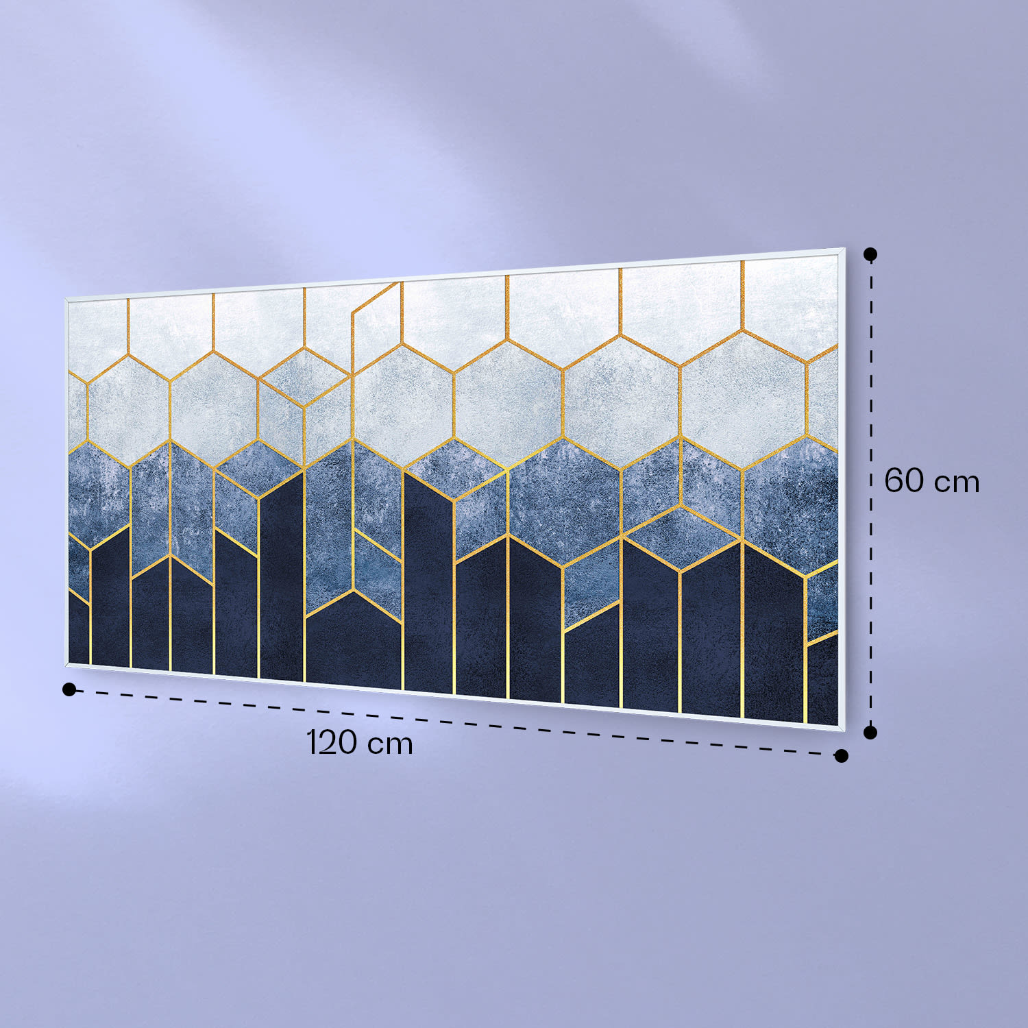 Radiateur infrarouge intelligent Wonderwall Air Art décor ligne bleue 120x60 cm 700 W 120 x 60 cm | Ligne bleue, cadre blanc