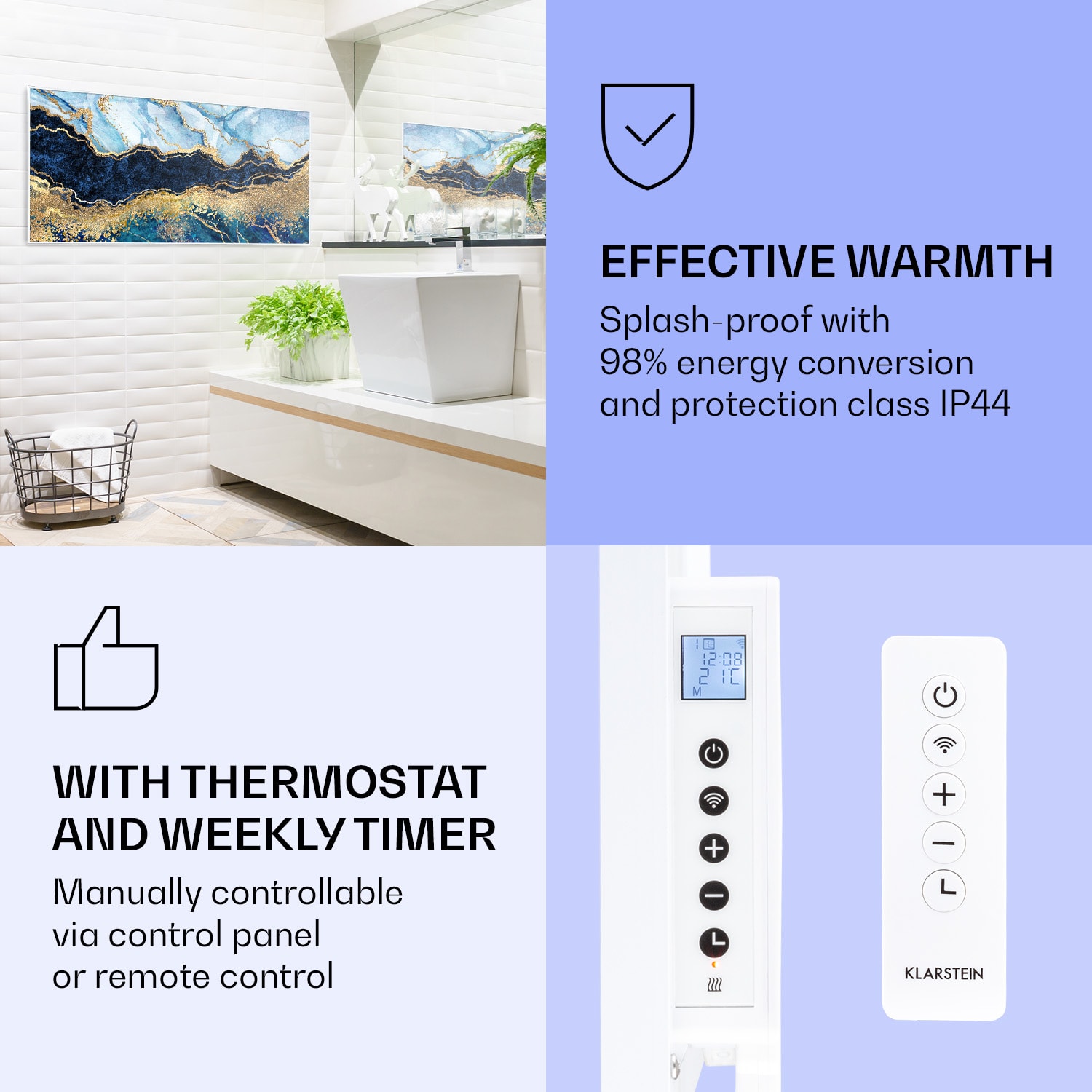 Wonderwall Air Art Smart, infračervený ohrievač, 120 x 60 cm, 700 W, modrý mramor 120 x 60 cm | 700 W | Mramor | Modrá