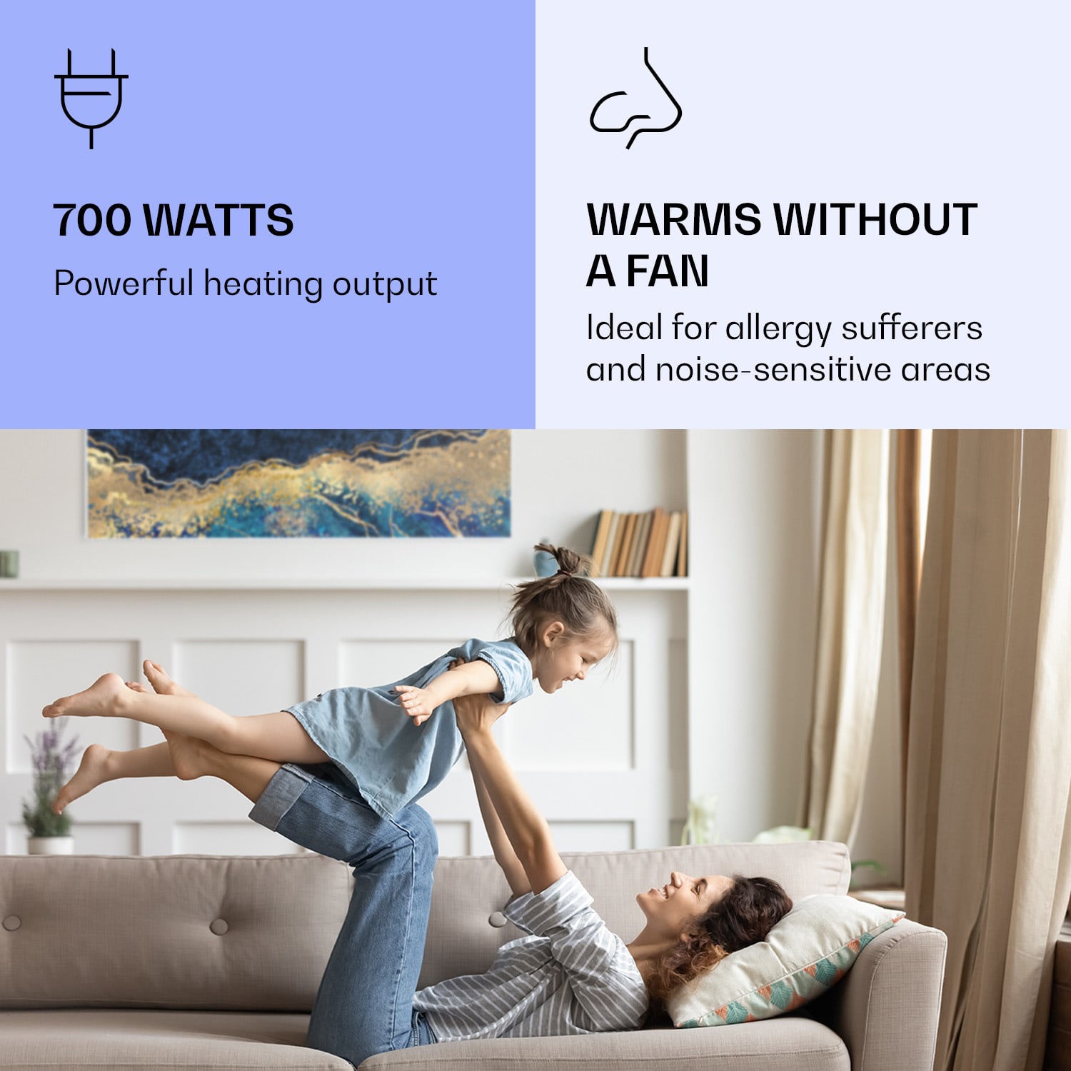 Wonderwall Air Art Smart, infračervený ohrievač, 120 x 60 cm, 700 W, modrý mramor 120 x 60 cm | 700 W | Mramor | Modrá