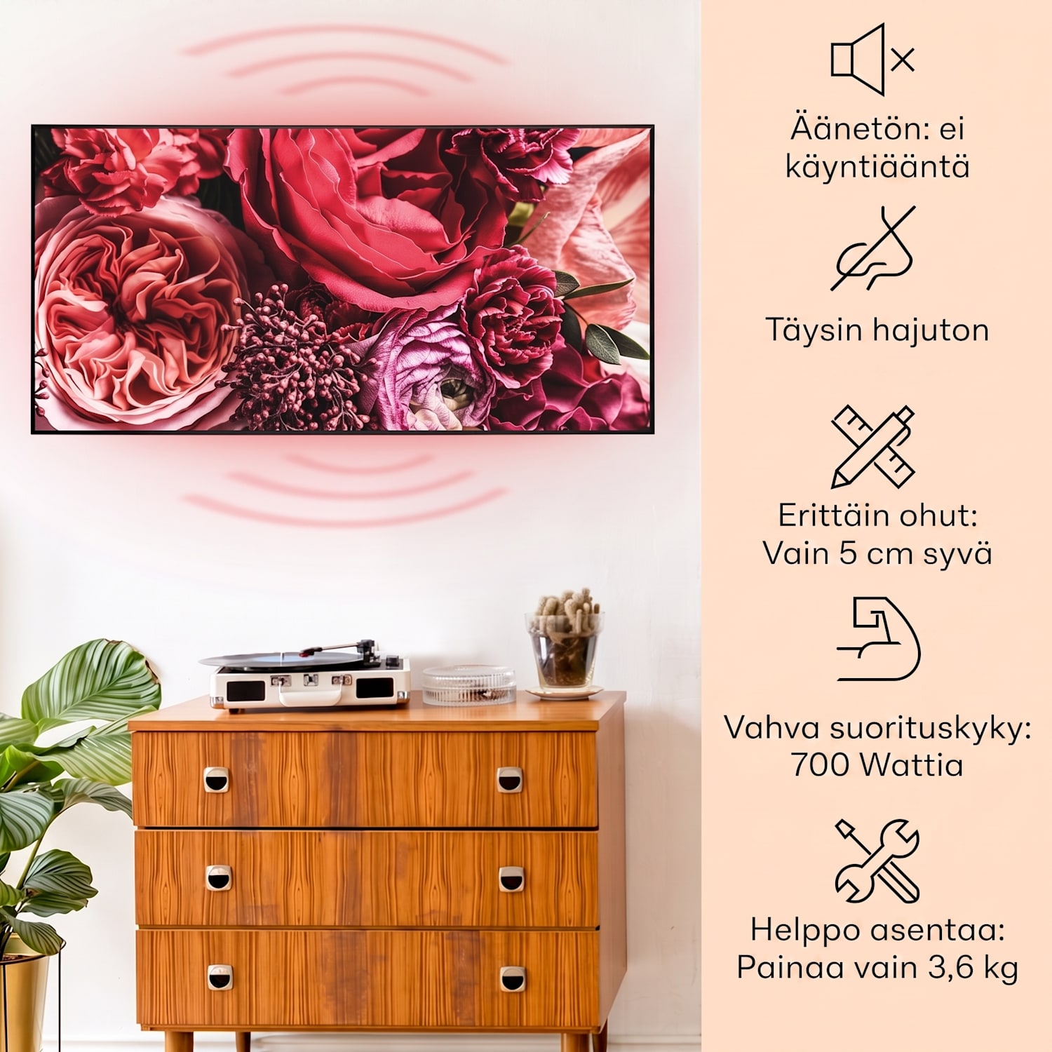 Wonderwall Air Art Smart infrapunalämmitin kukka 120 x 60 cm 700 W 120 x 60 cm | 700 W | Flowers