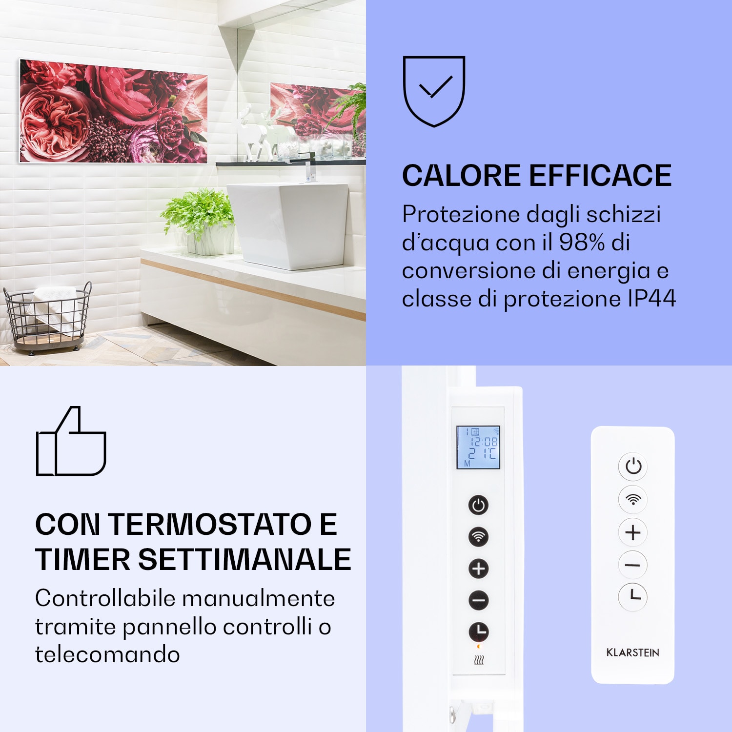 Wonderwall Air Art Smart Riscaldatore a infrarossi Fiore 120x60cm 700W 120 x 60 cm | Fiore, cornice bianca