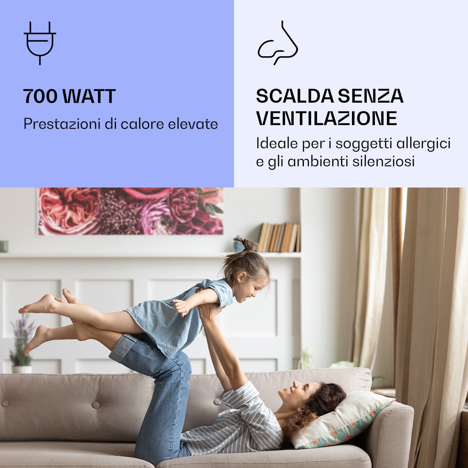 Wonderwall Air Art Smart Riscaldatore a infrarossi Fiore 120x60cm 700W 120 x 60 cm | Fiore, cornice bianca