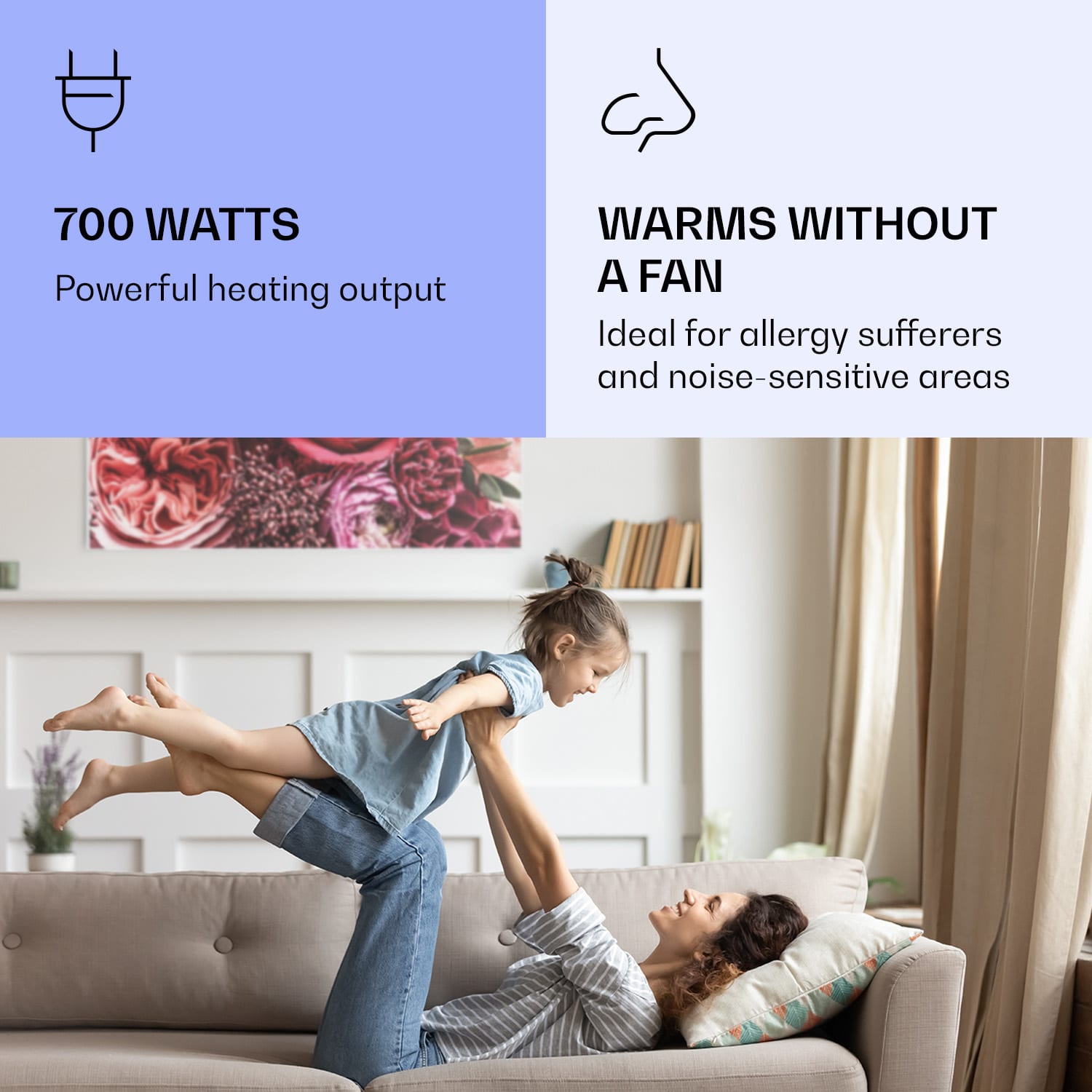 Air Art Smart infrared heater flower 120x60cm 700W 120 x 60 cm | Flower, white frame
