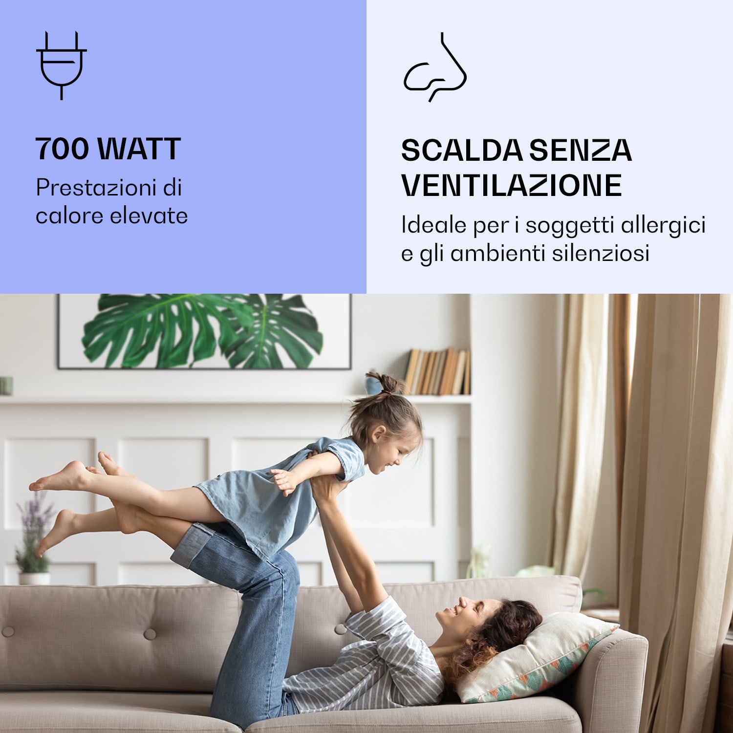 Wonderwall Air Art Smart Riscaldatore a infrarossi Foglia verde 120x60cm 700W 120 x 60 cm | Foglia verde, cornice nera