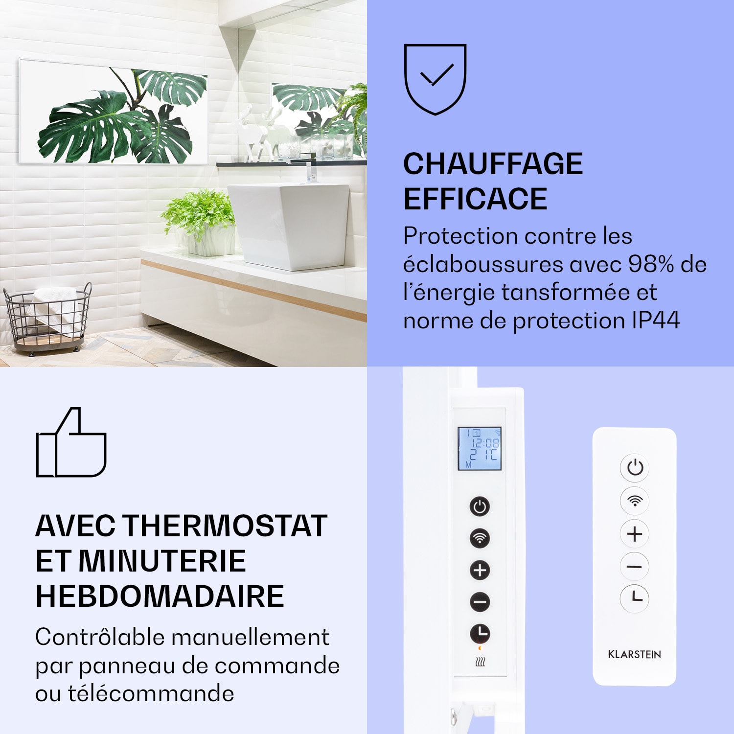 Radiateur infrarouge intelligent Wonderwall Air Art décor feuille verte 120x60 cm 700 W 