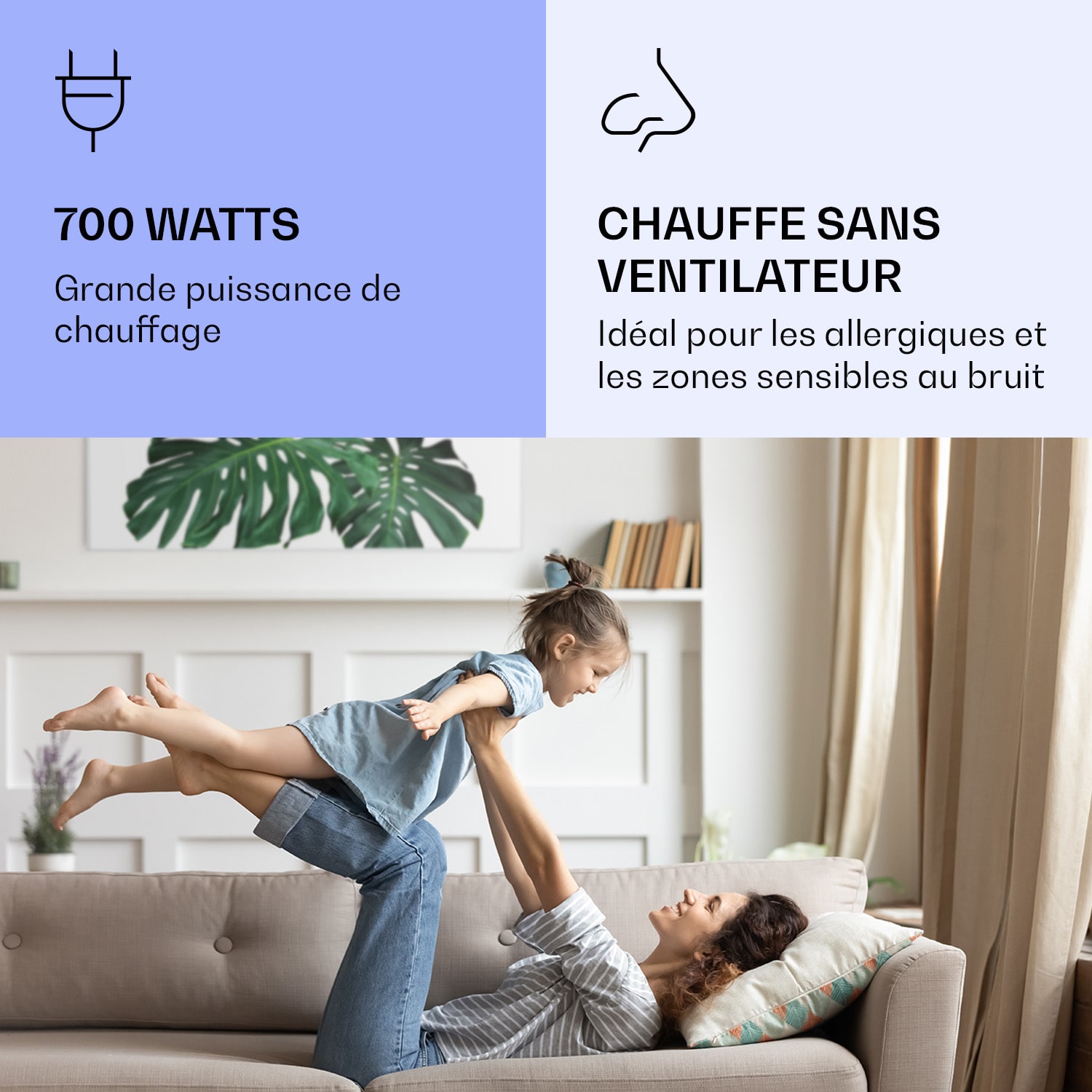 Radiateur infrarouge intelligent Wonderwall Air Art décor feuille verte 120x60 cm 700 W 