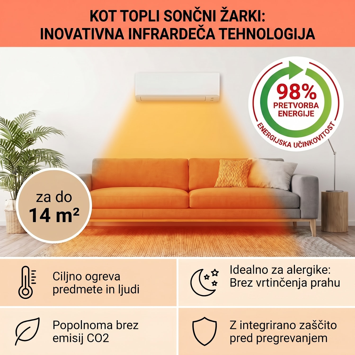 Wonderwall Air Art Smart, infrardeč grelnik, list, 120 x 60 cm, 700 W 120 x 60 cm | 700 W | Zlata džungla – bela