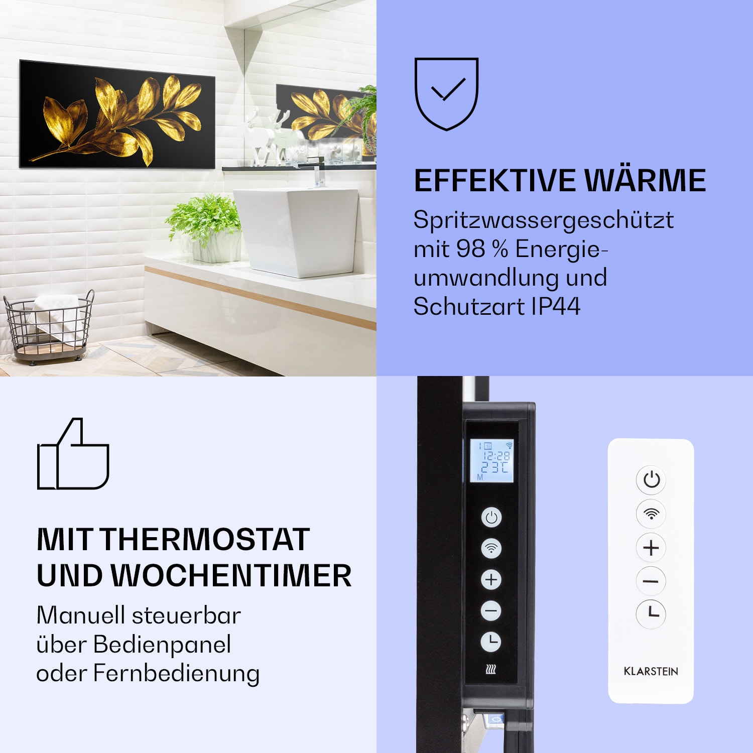 Wonderwall Air Art Smart Infrarotheizung Goldenes Blatt 120x60cm 700W 120 x 60 cm | 700 W | Goldener Zweig