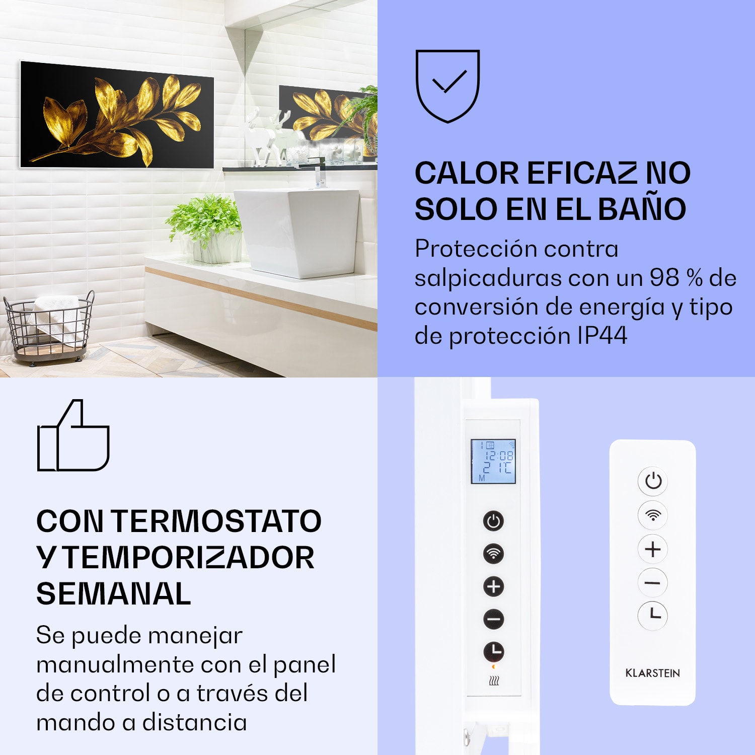 Wonderwall Air Art Calefactor infrarrojo inteligente de hoja dorada 120 x 60 cm 700 W 