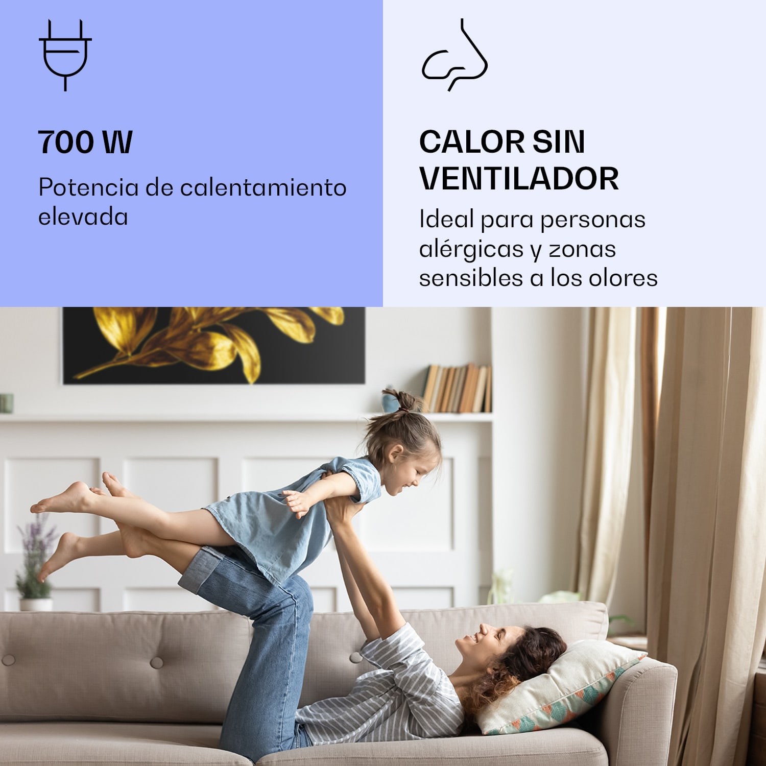 Wonderwall Air Art Calefactor infrarrojo inteligente de hoja dorada 120 x 60 cm 700 W 