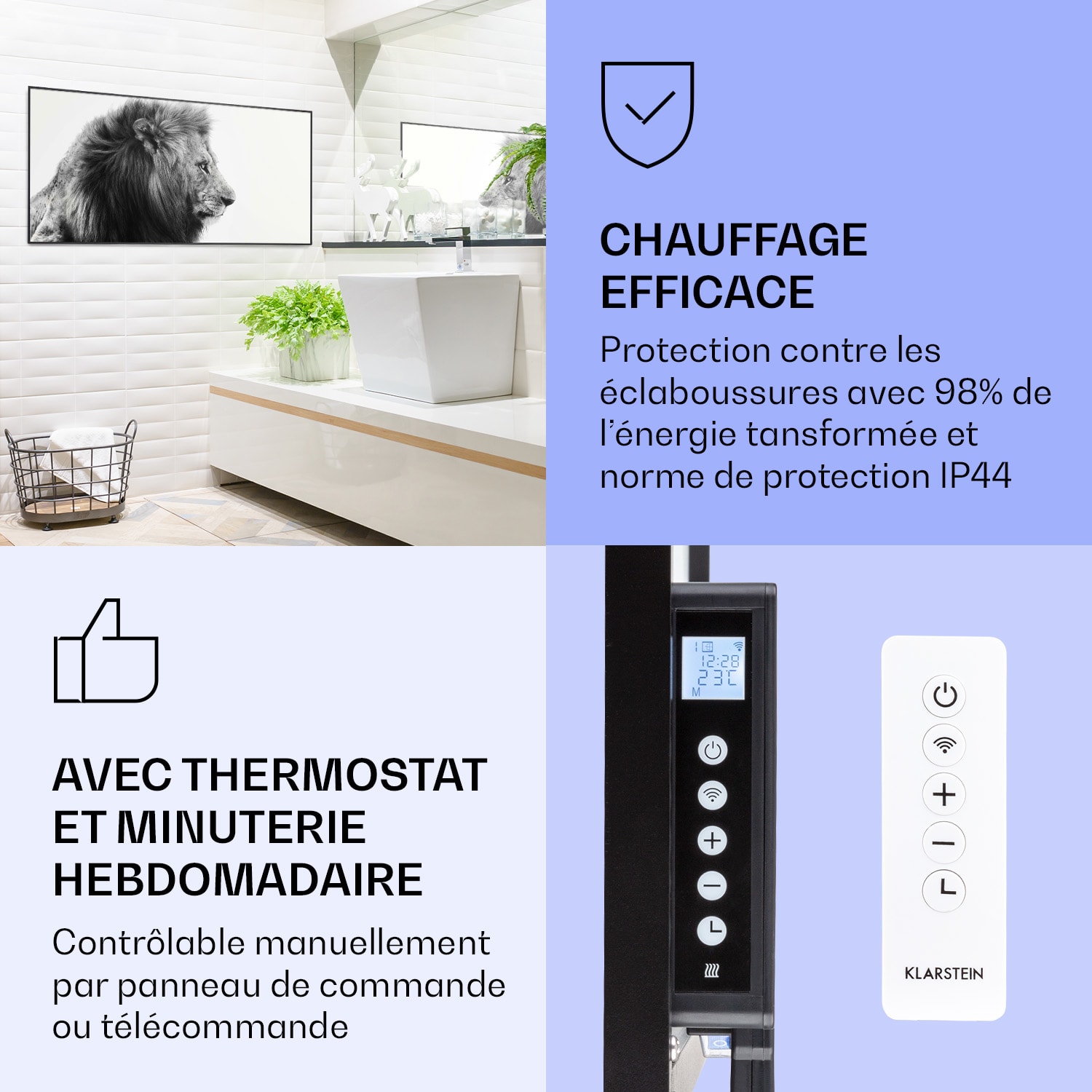 Wonderwall Air Art Smart infraroodverwarming leeuw 60x120 cm 700 W 60 x 120 cm | Leeuw, zwart frame