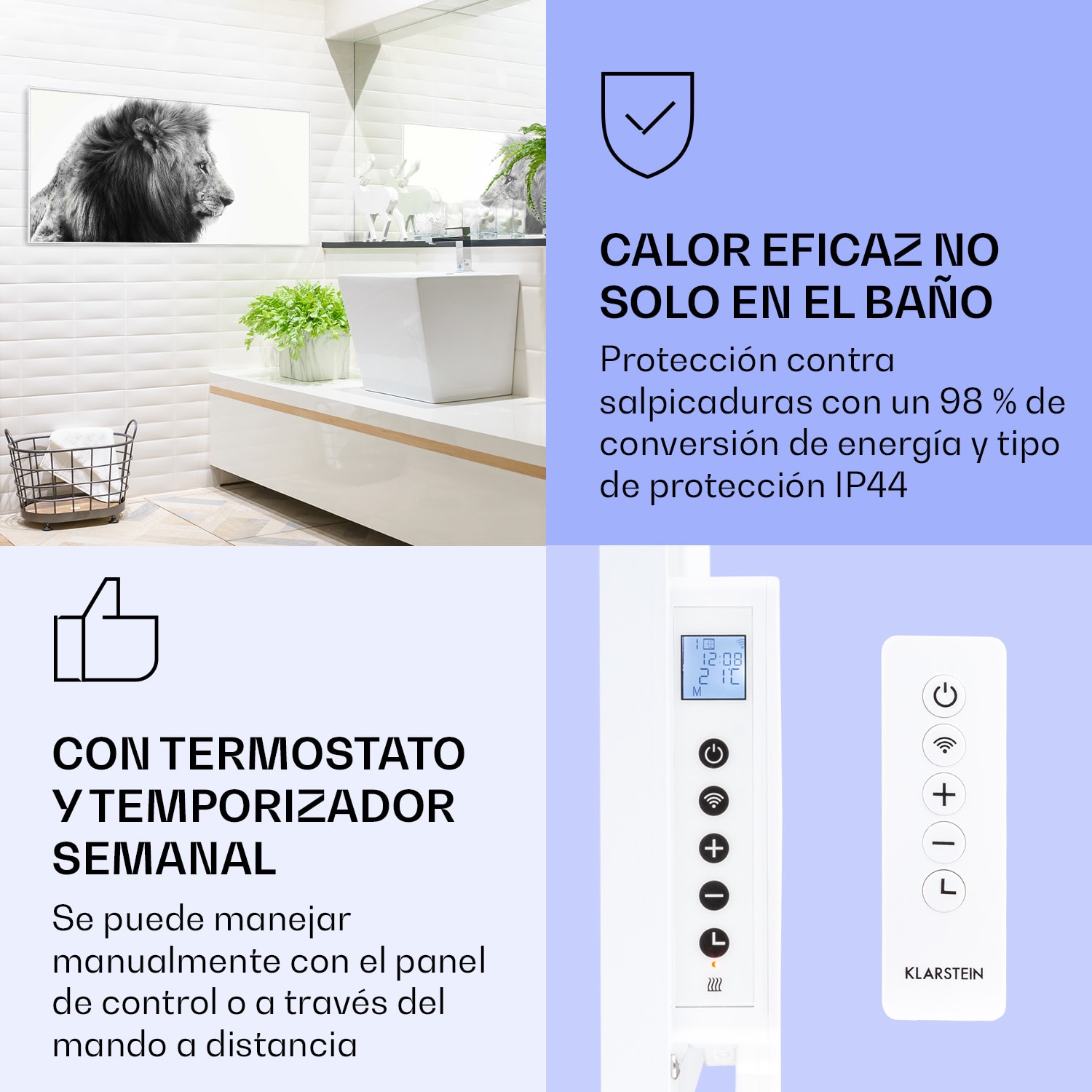 Wonderwall Air Art Calefactor infrarrojo inteligente de león 60 x 120 cm 700 W 