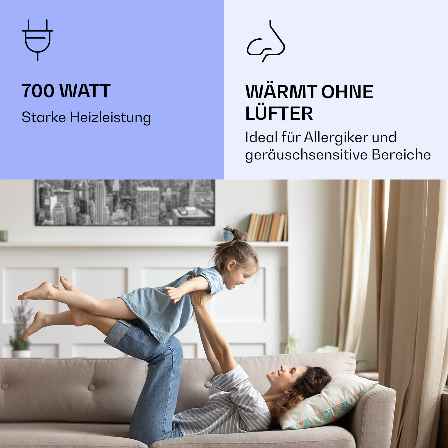 Wonderwall Air Art Smart Infrarotheizung New York City 120x60cm 700W 120 x 60 cm | 700 W | NYC | Schwarz