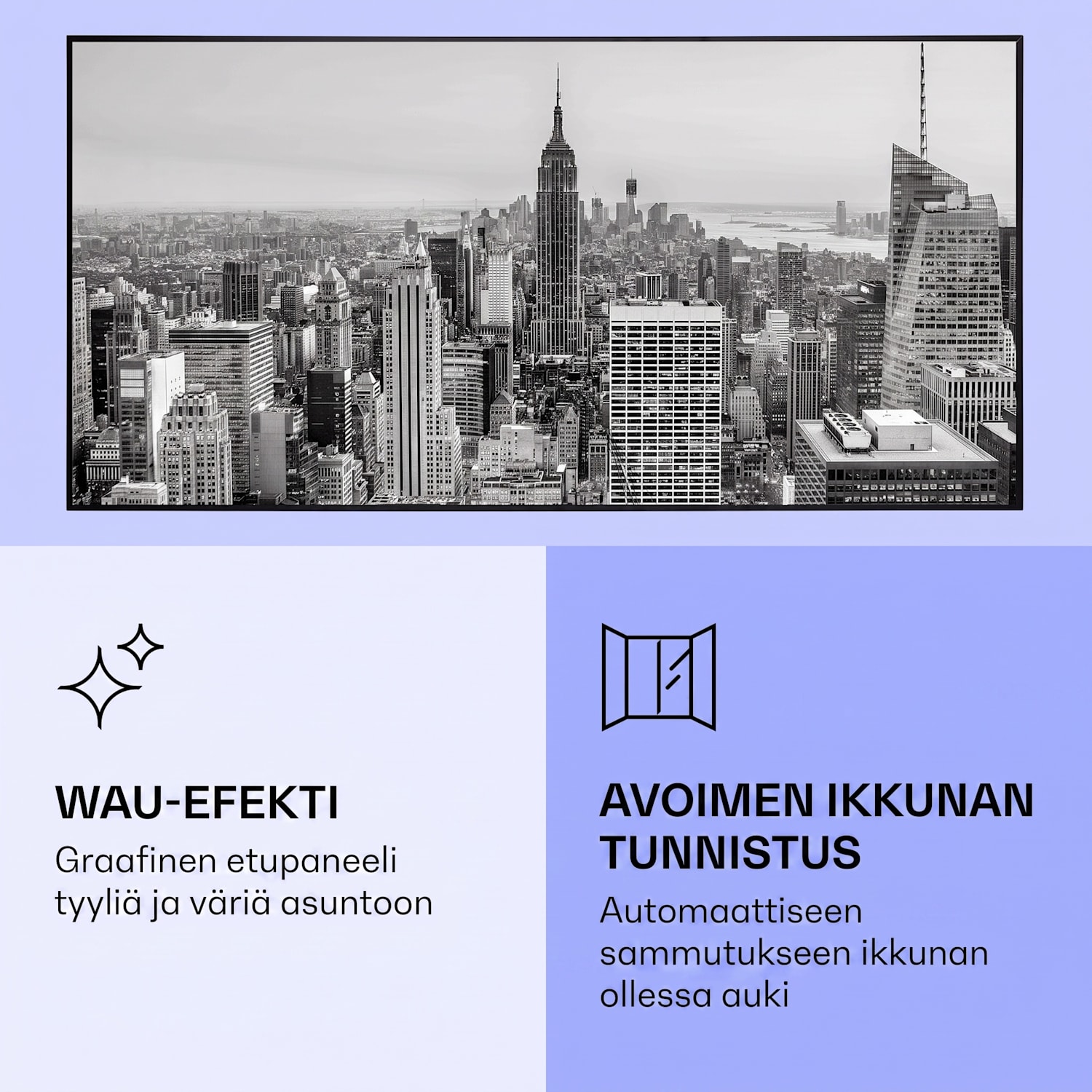 Wonderwall Air Art Smart infrapunalämmitin New York City 120 x 60 cm 700 W 120 x 60 cm | 700 W | NYC | Musta