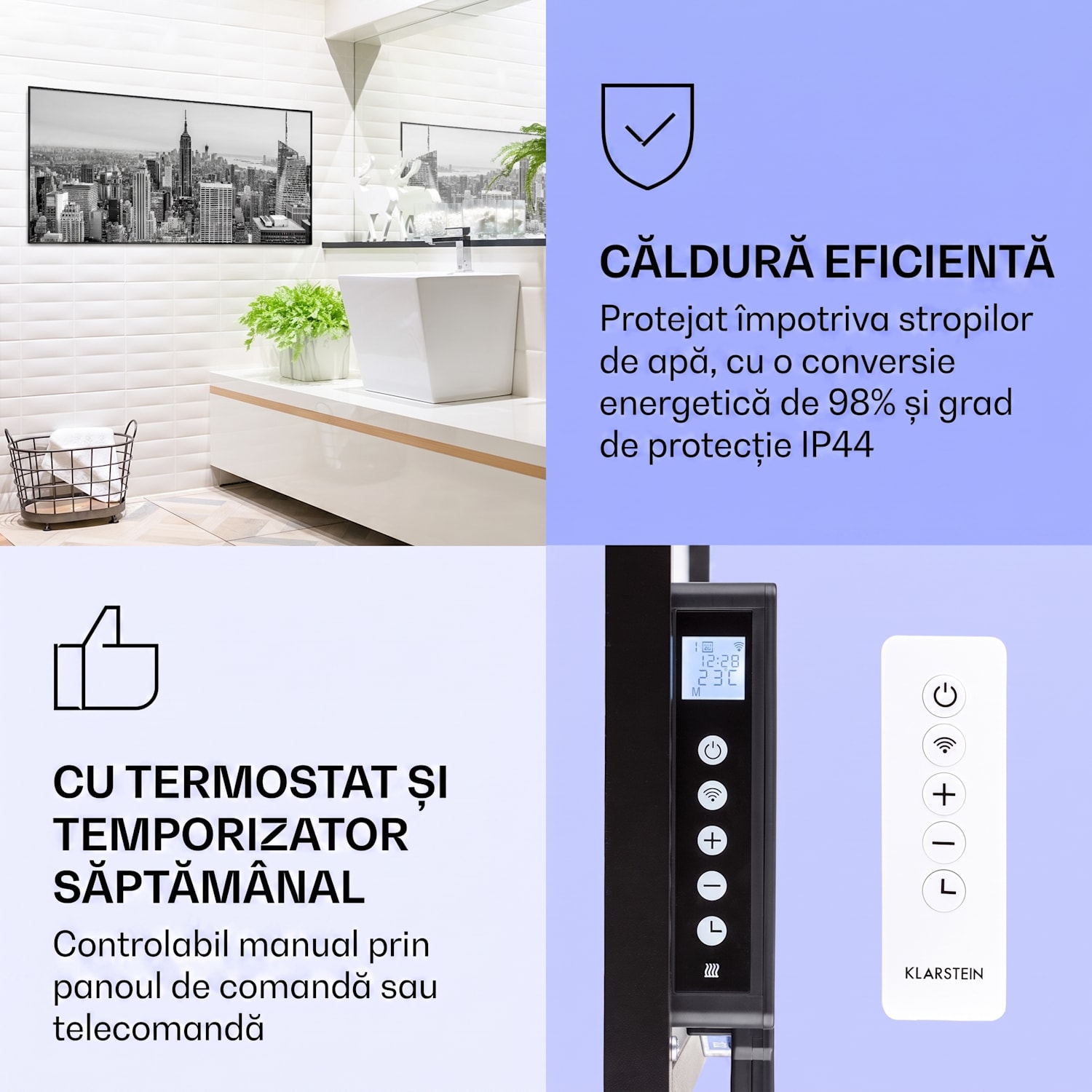 Wonderwall Air Art Smart, radiator cu infraroșu, New York City, 120 x 60 cm, 700 W 120 x 60 cm | 700 W | NYC | Negru