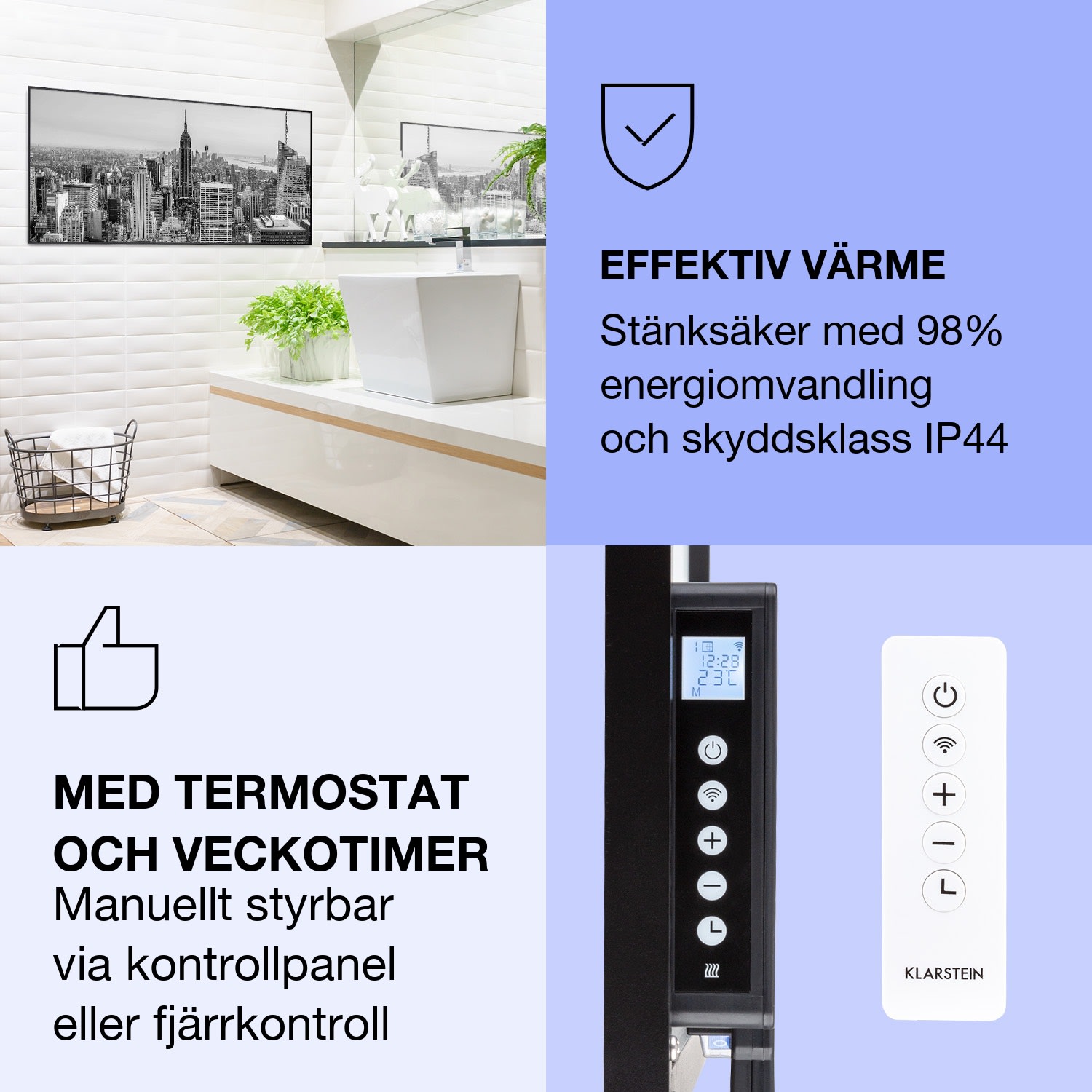 Wonderwall Air Art Smart IR-värmare New York City 120x60cm 700 W 120 x 60 cm | 700 W | NYC | Svart