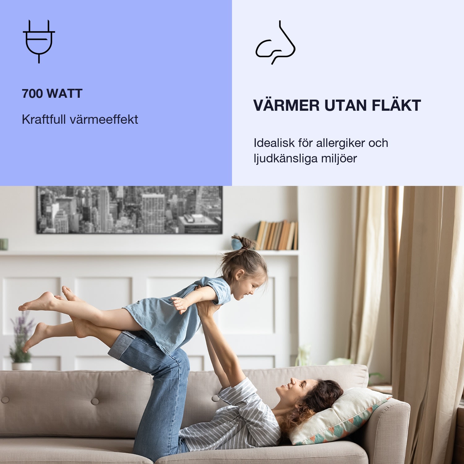 Wonderwall Air Art Smart IR-värmare New York City 120x60cm 700 W 120 x 60 cm | 700 W | NYC | Svart