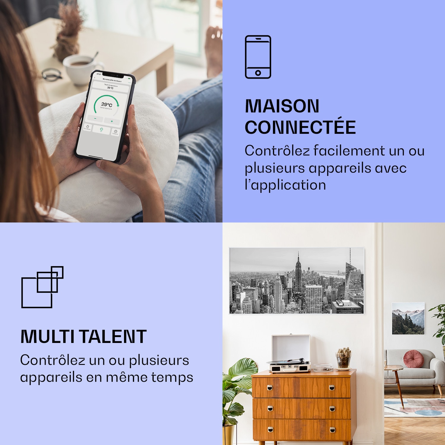 Radiateur infrarouge intelligent Wonderwall Air Art New York City 120x60 cm 700 W 120 x 60 cm | 700 W | NYC | Blanc